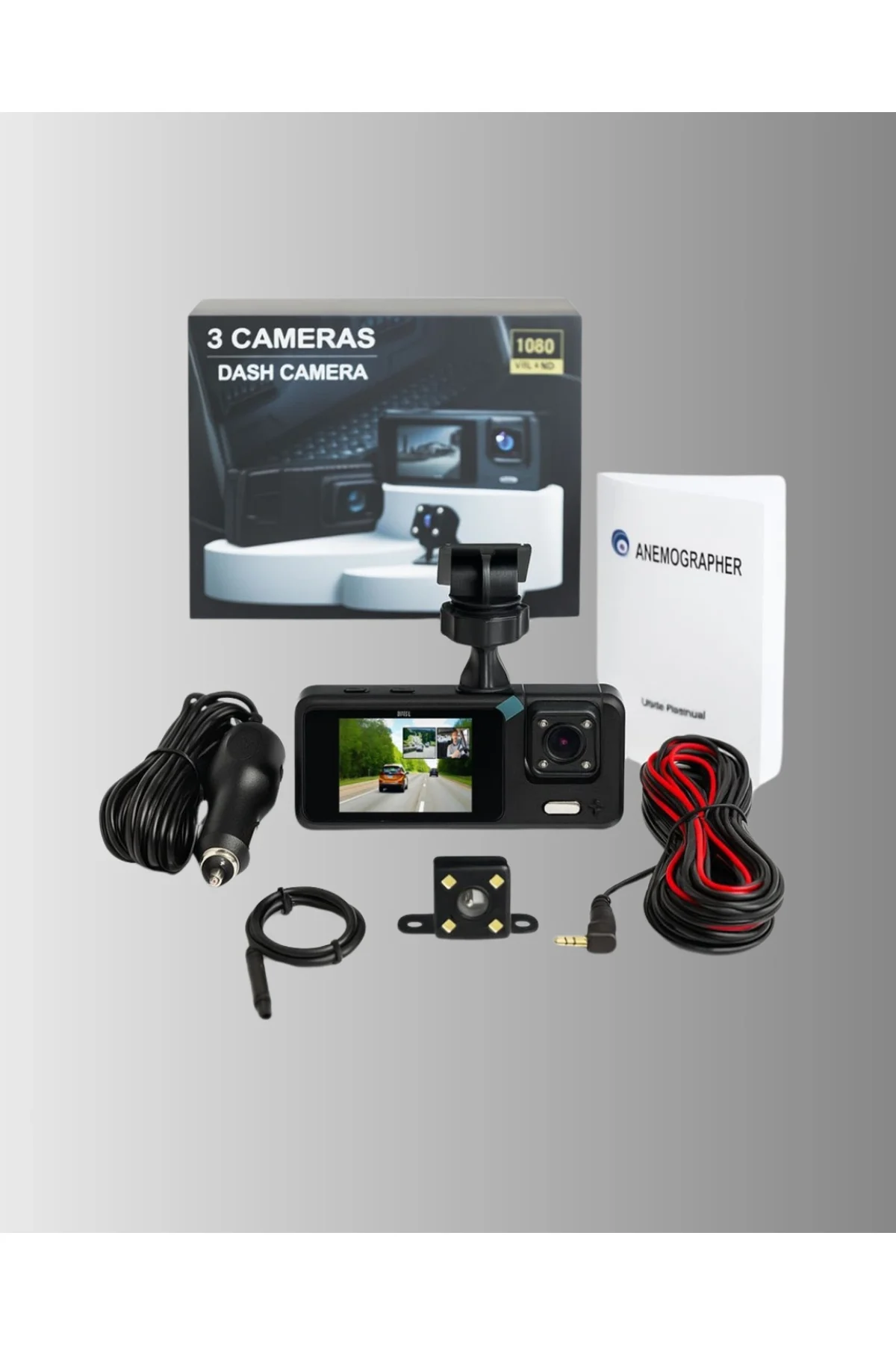 3 Kameralı Araç İçi Dvr Kayıt Cihazı Ön İç Arka Kamera Full Hd - Just Cheap Store Görsel 2