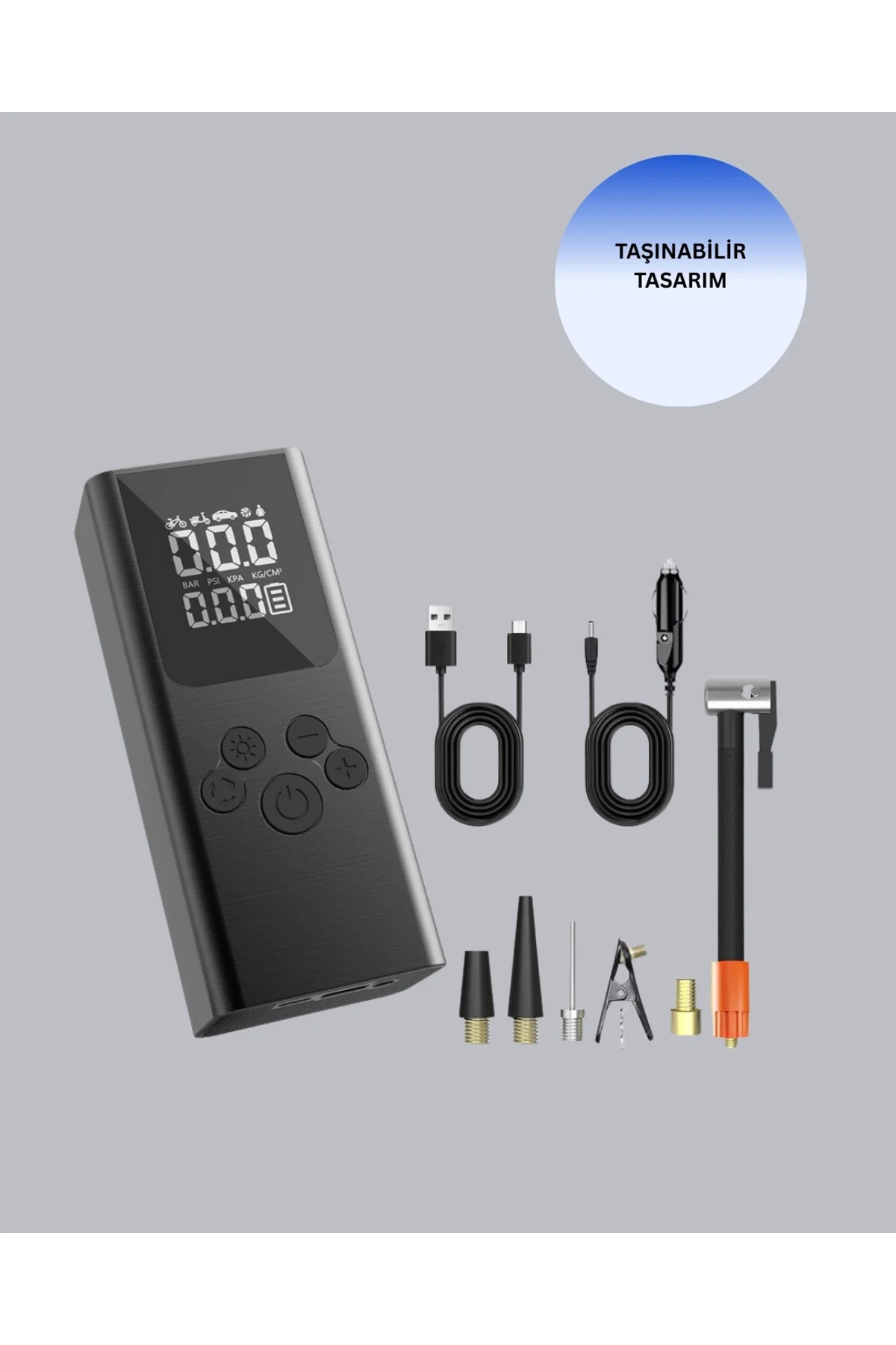 Usb Şarjlı Taşınabilir Hava Kompresörü Dijital Ekranlı - Just Cheap Store Görsel 4