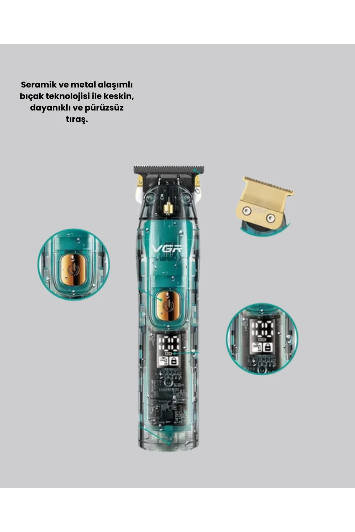 Saç Ve Sakal Kesme Makinesi Led Ekranlı Profesyonel 5 Adet Uzunluk Ayarı - Just Cheap Store Görsel 2