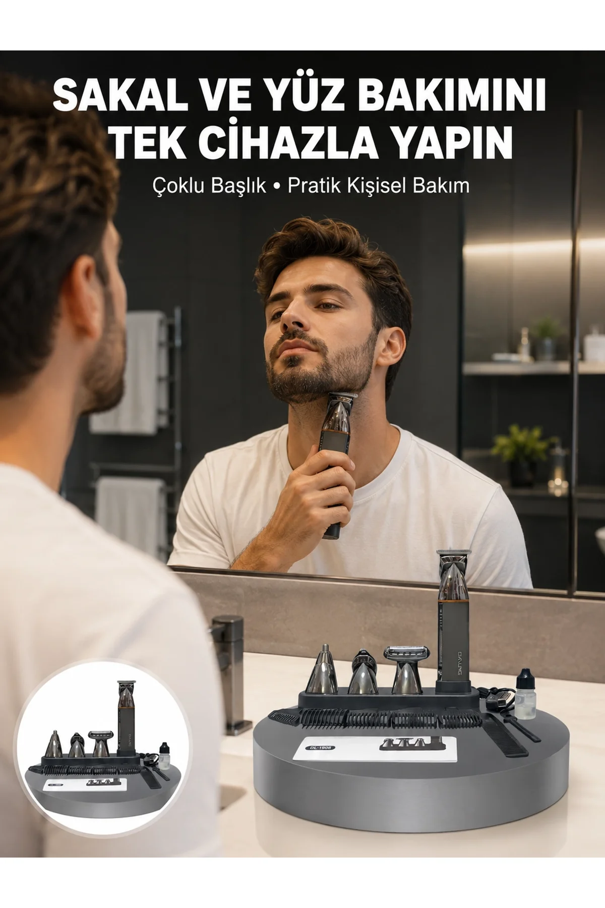 Çok Fonksiyonlu 9’u 1 Arada Tıraş Makinesi Şarjlı Saç Sakal Düzeltici Yeni Nesil