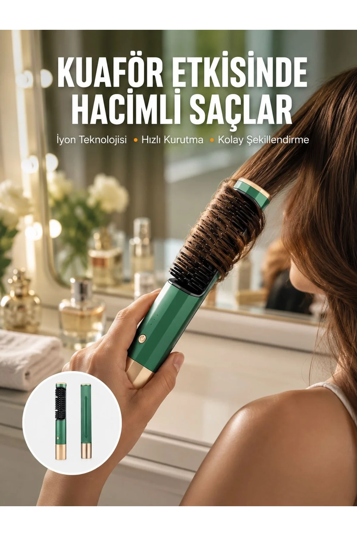 Üflemeli Saç Düzleştirici Fön Tarak Yüksek Isı Ayarlı İyon Özellikli Yeni Nesil