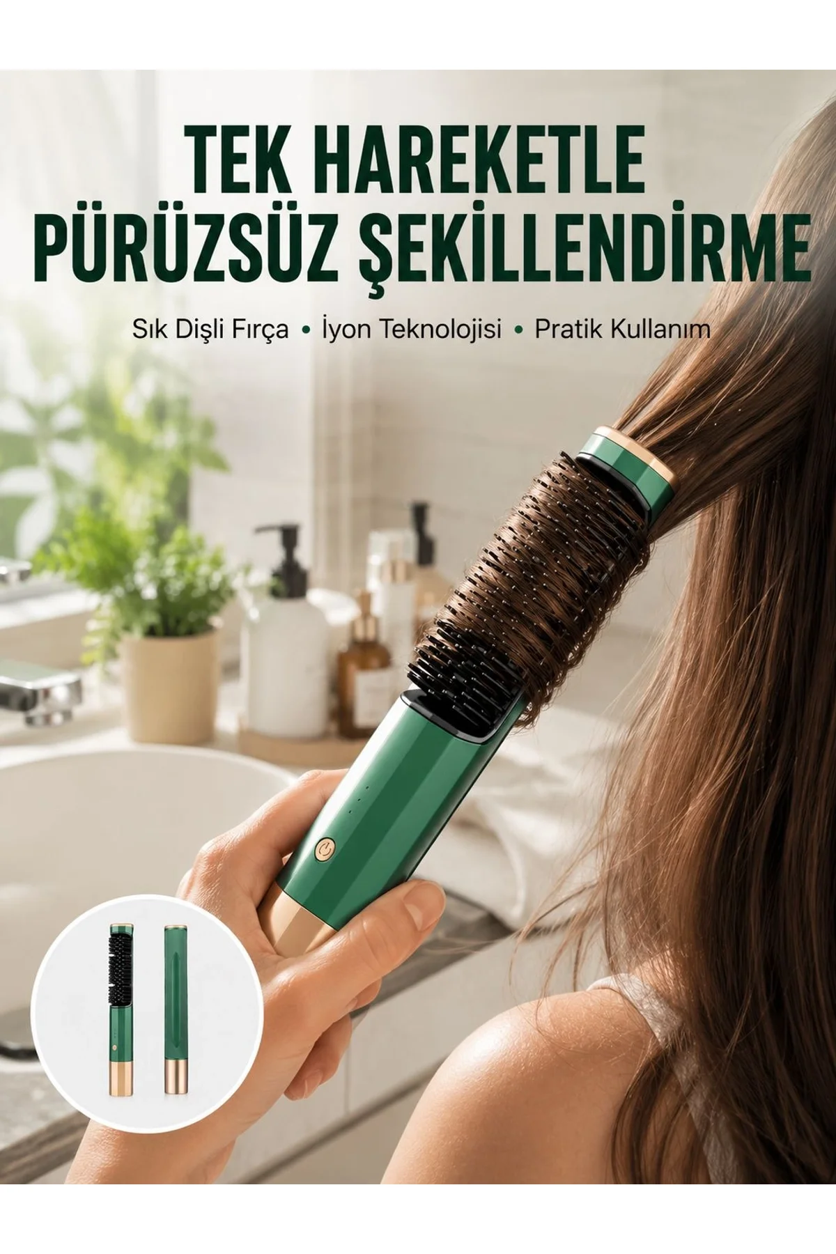 Düzleştirici Fırça Saç Düzleştirici Arada Fön Tarak Taşınabilir Yeni Nesil