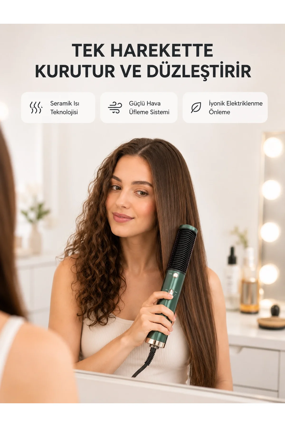 Seramik Plakalı Saç Düzleştirici – 200°c Ayarlanabilir Isı, İyon Teknolojisi