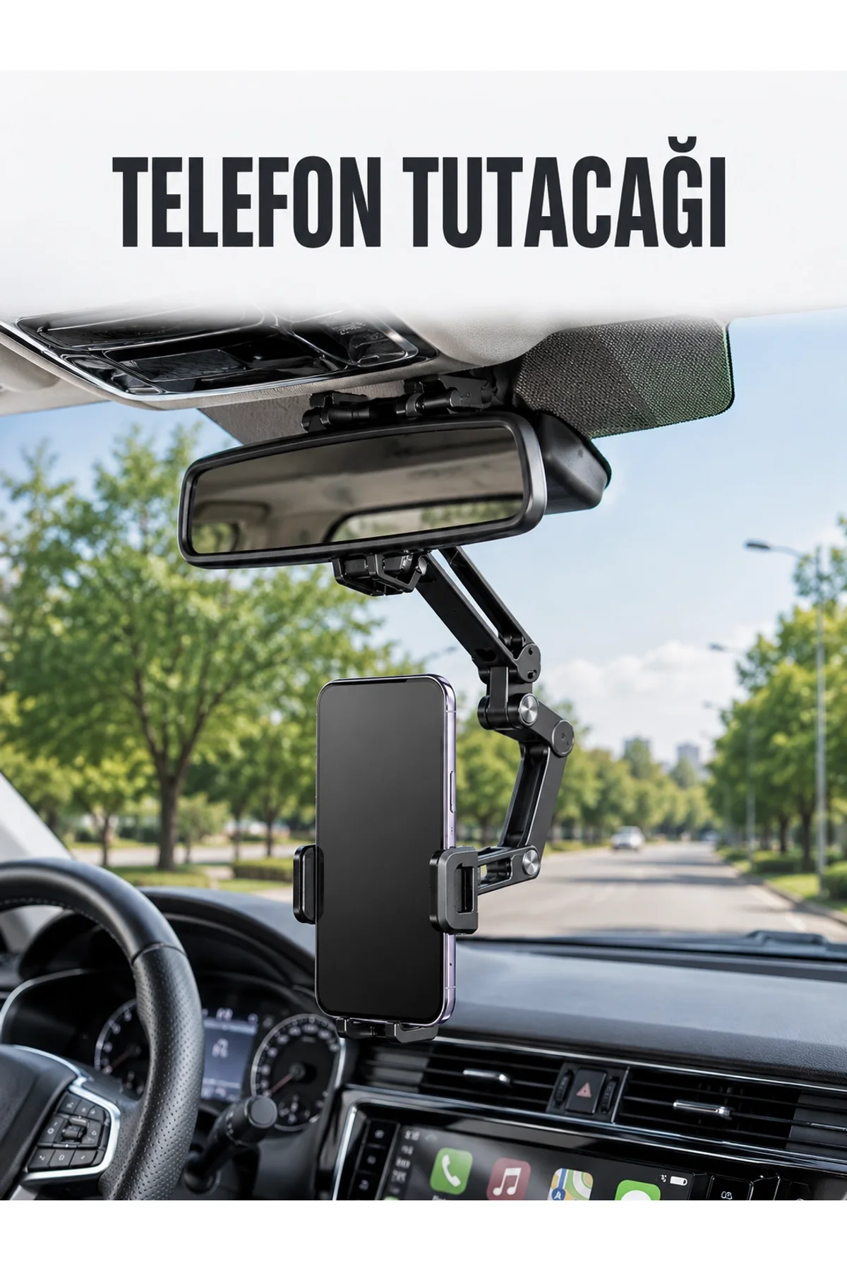 Araç Dikiz Aynası Telefon Tutucu Ayarlanabilir Katlanabilir Navigasyon Telefon Standı
