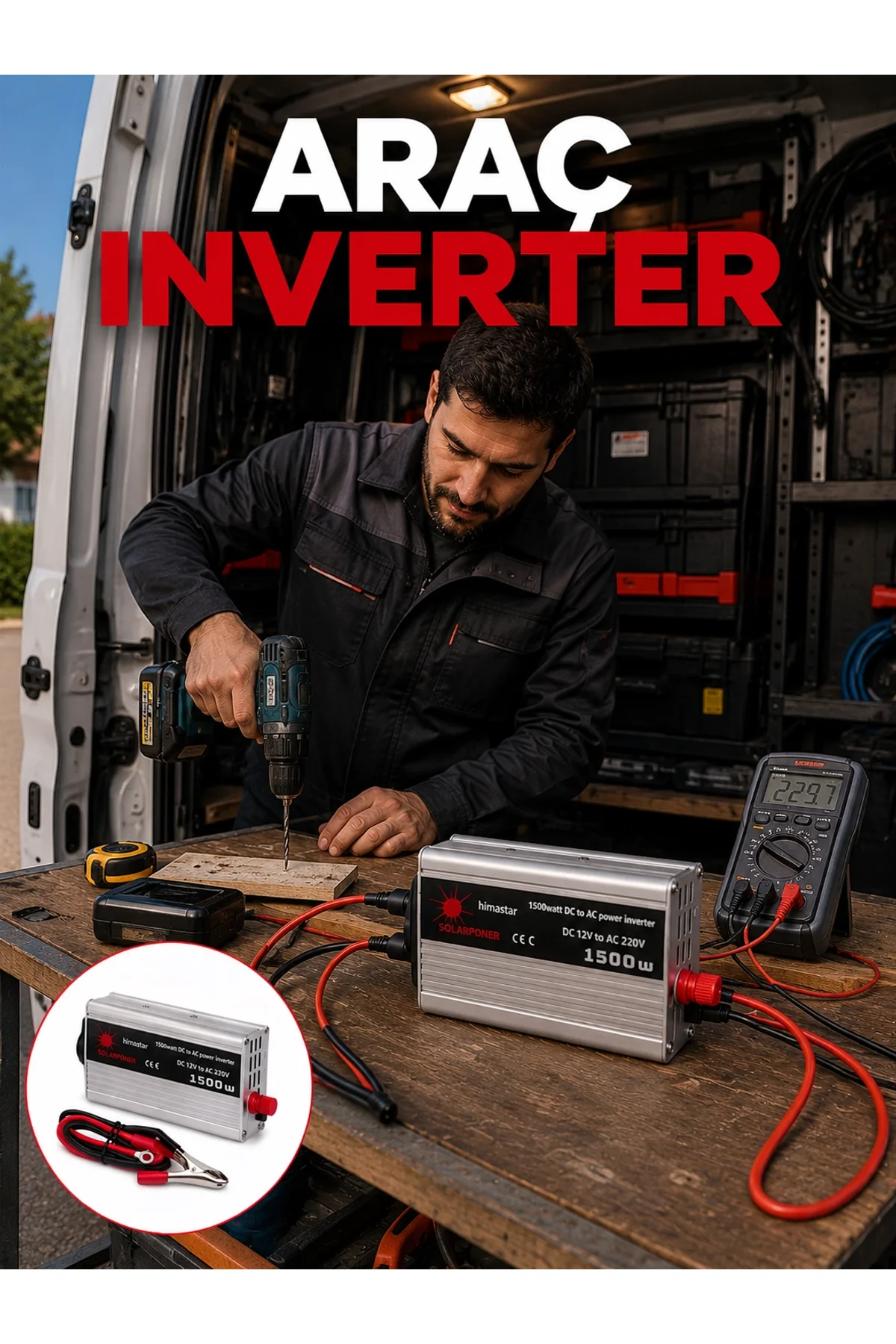 1500w Araç İnvertörü Elektronik Cihazlar İçin Yüksek Verimli Güç Dönüştürme Sistemi