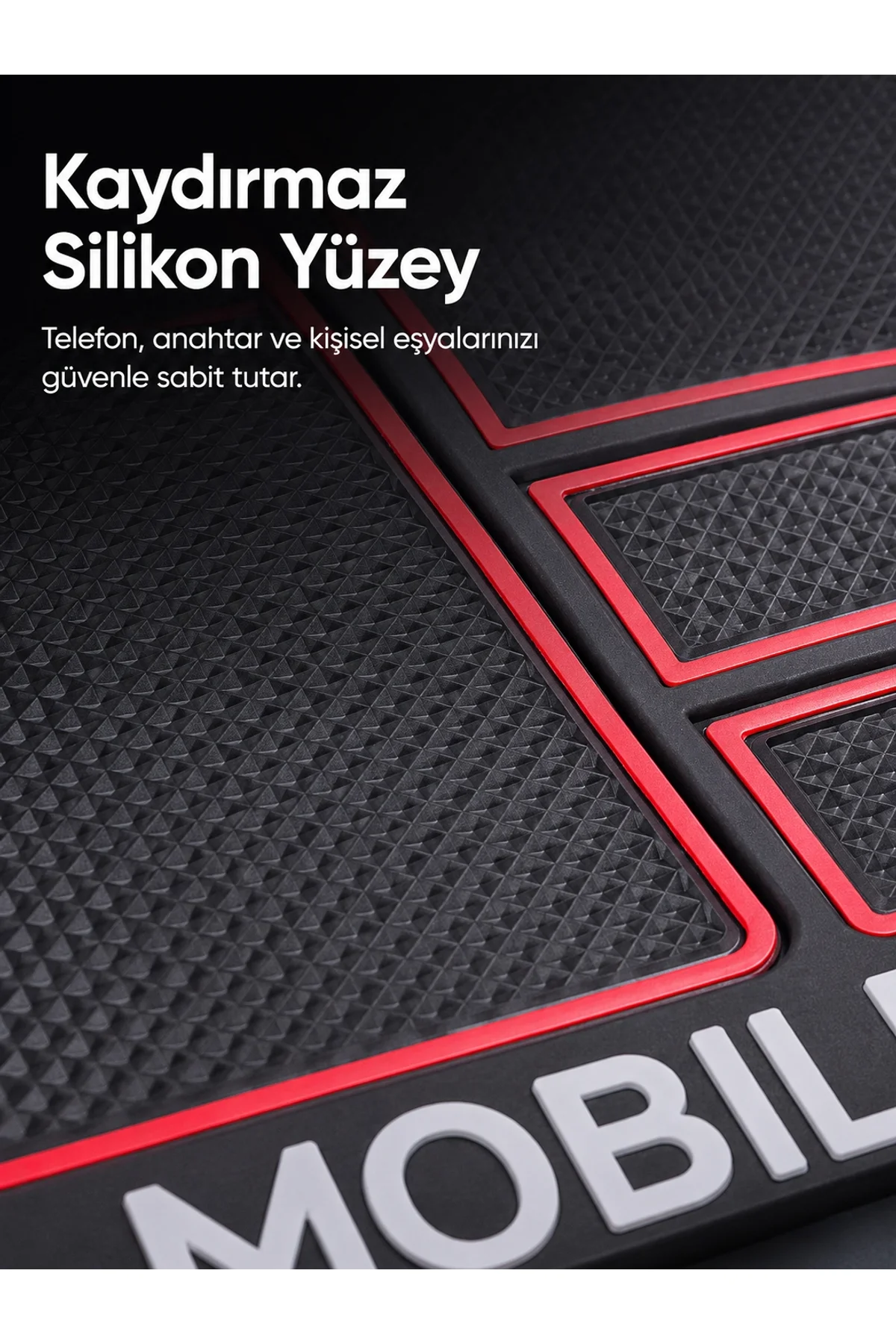 Çok Bölmeli Araç İçi Organizer Mat Kaydırmaz Silikon Telefon Tutuculu Tasarım