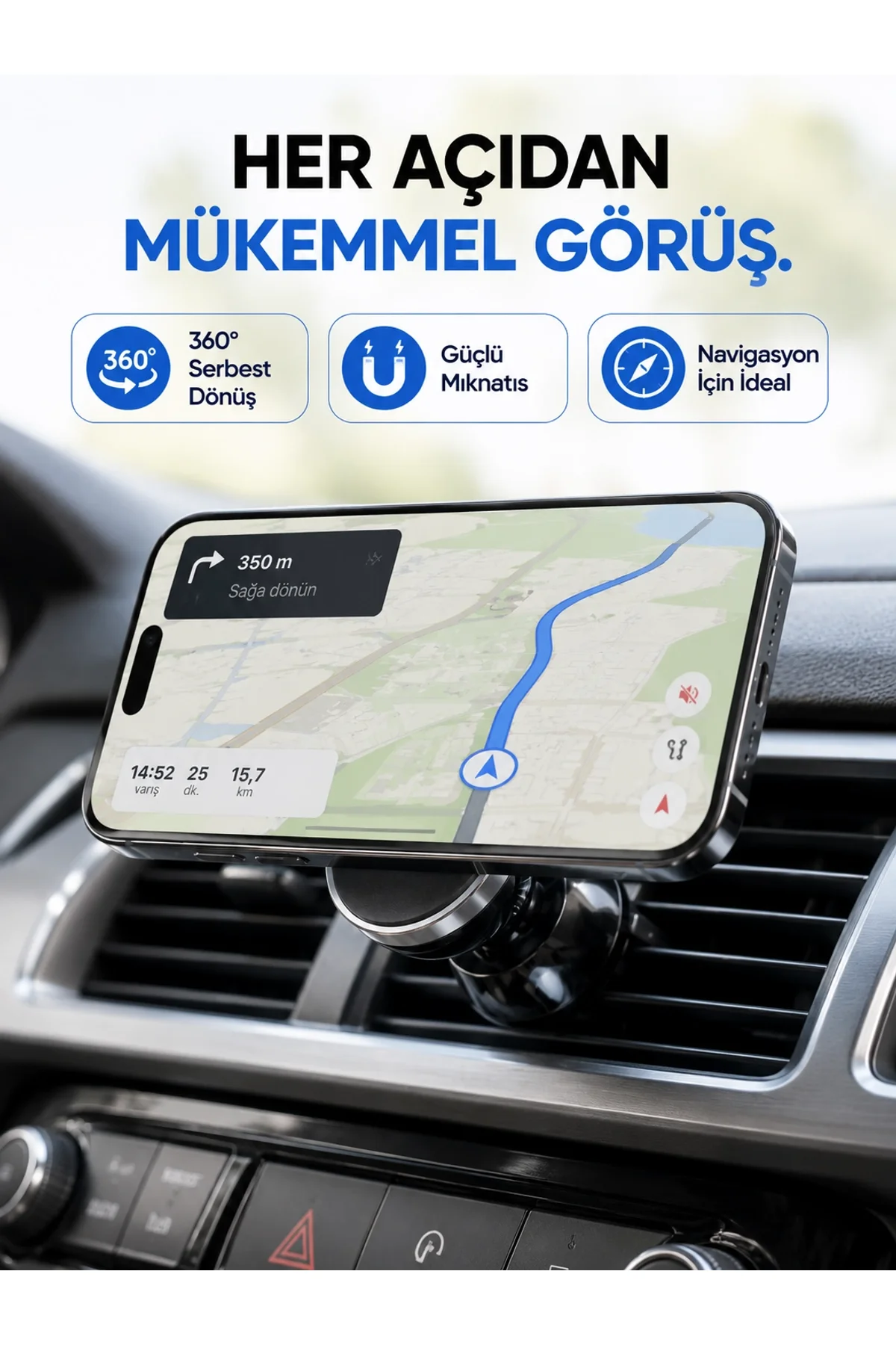 Araç İçi Manyetik Telefon Tutucu Havalandırma Izgarası Uyumlu Telefon Tutacağı