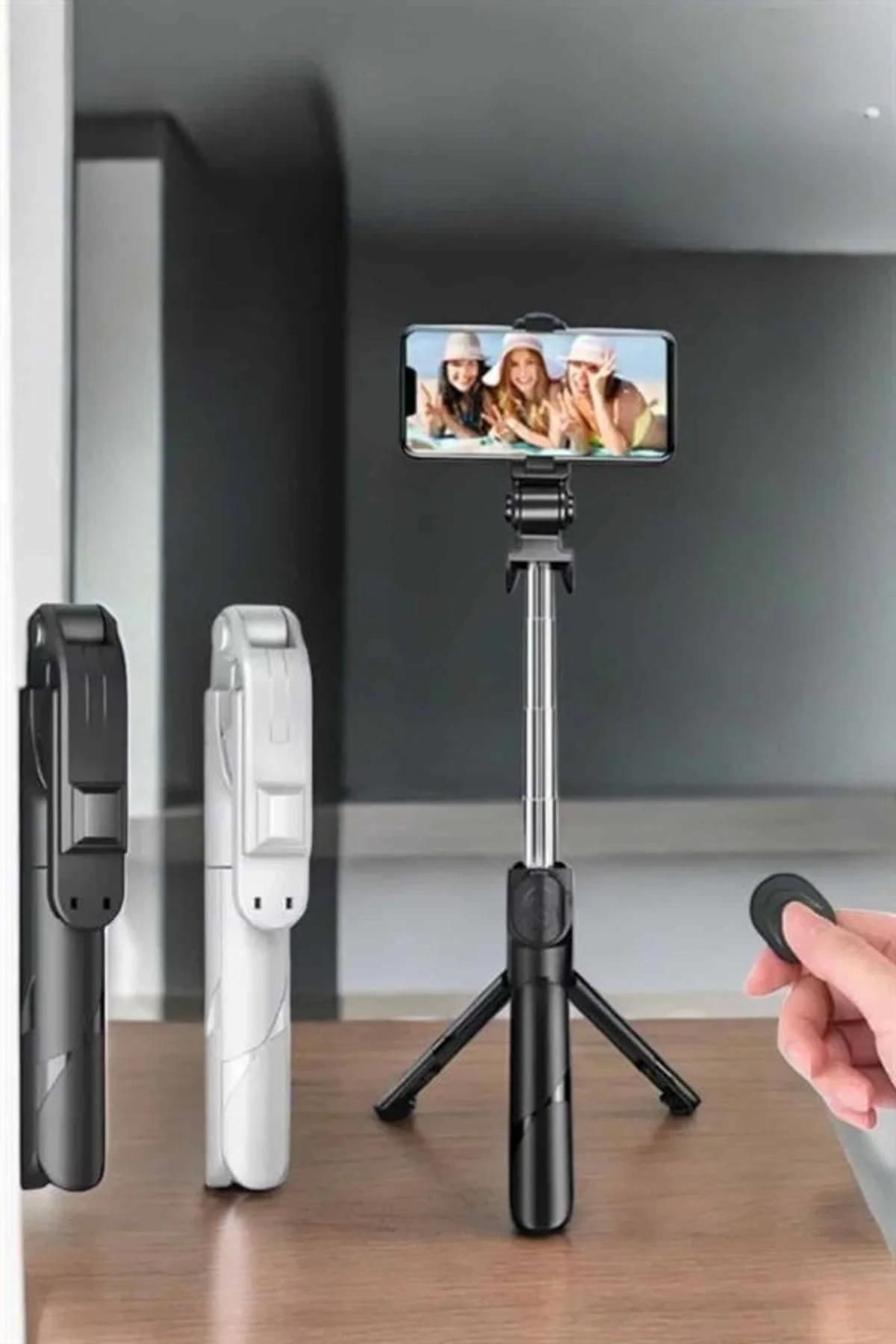 Selfie Çubuğu Tripod Kumandalı Telefon Tutucu Siyah - Just Cheap Store Görsel 5
