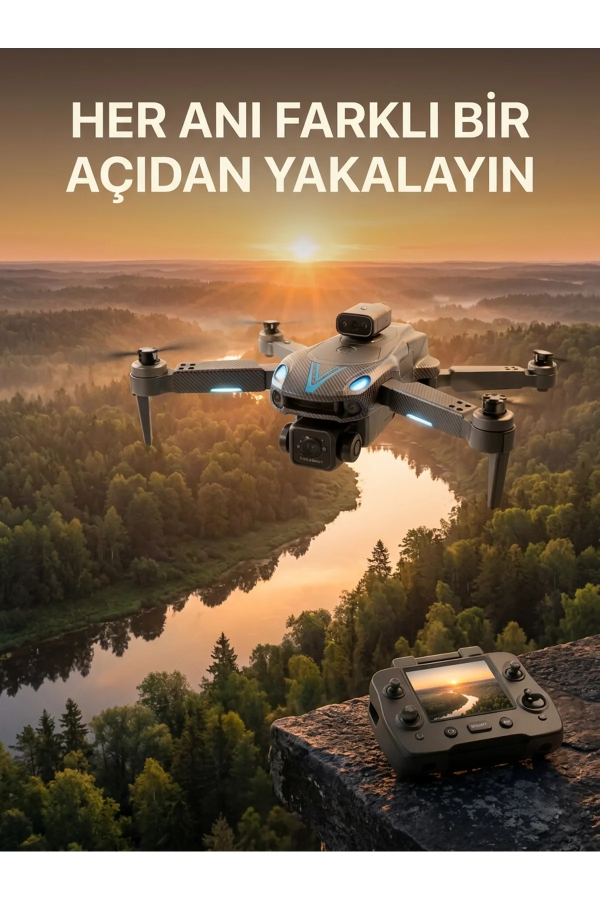 Ekranlı Kumandalı Çift Kameralı Drone İle Havadan Çekim