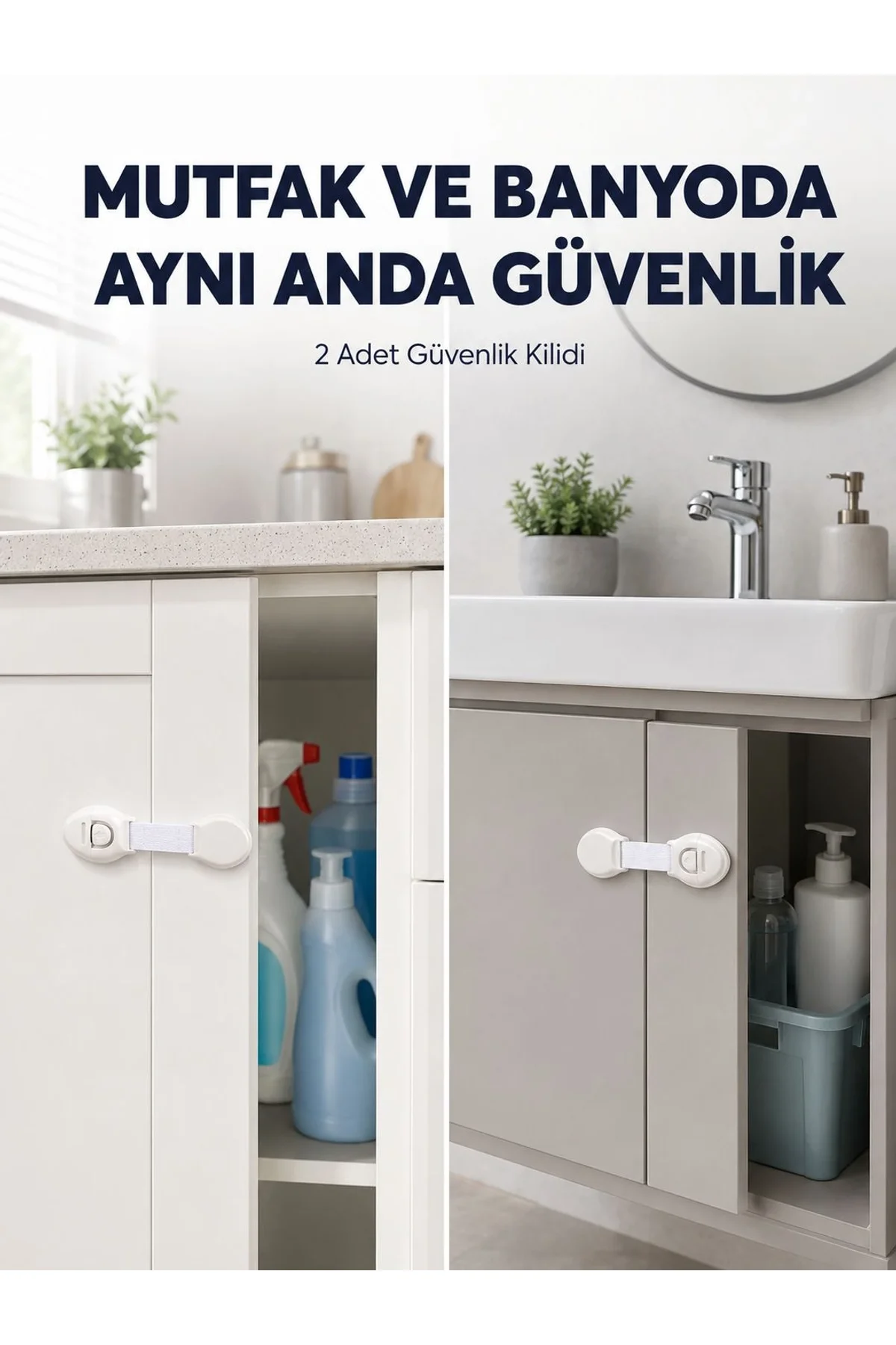 2'li Dolap Ve Çekmece Güvenlik Kilidi Seti