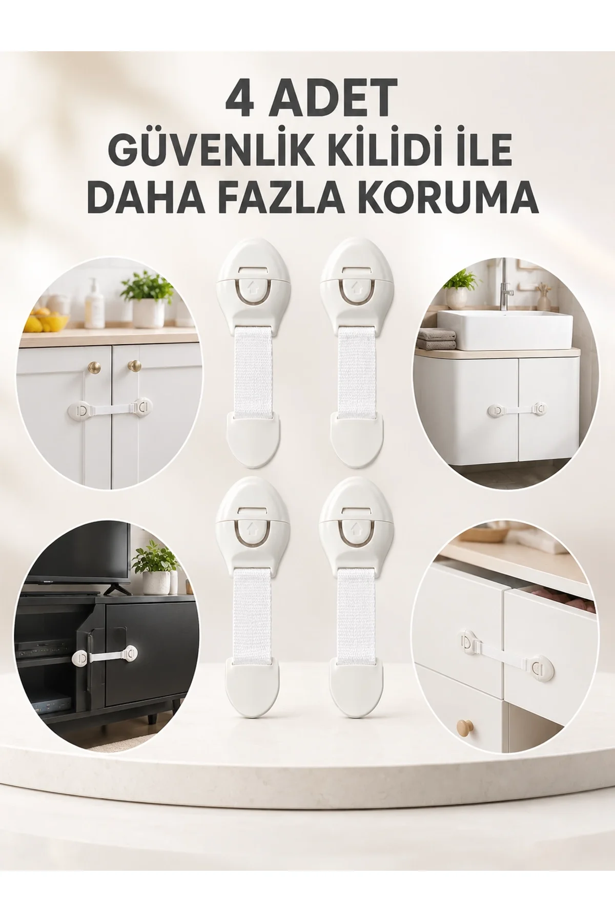4'lü Esnek Kayışlı Çocuk Güvenlik Kilidi Pratik Ve Güvenli Kullanım