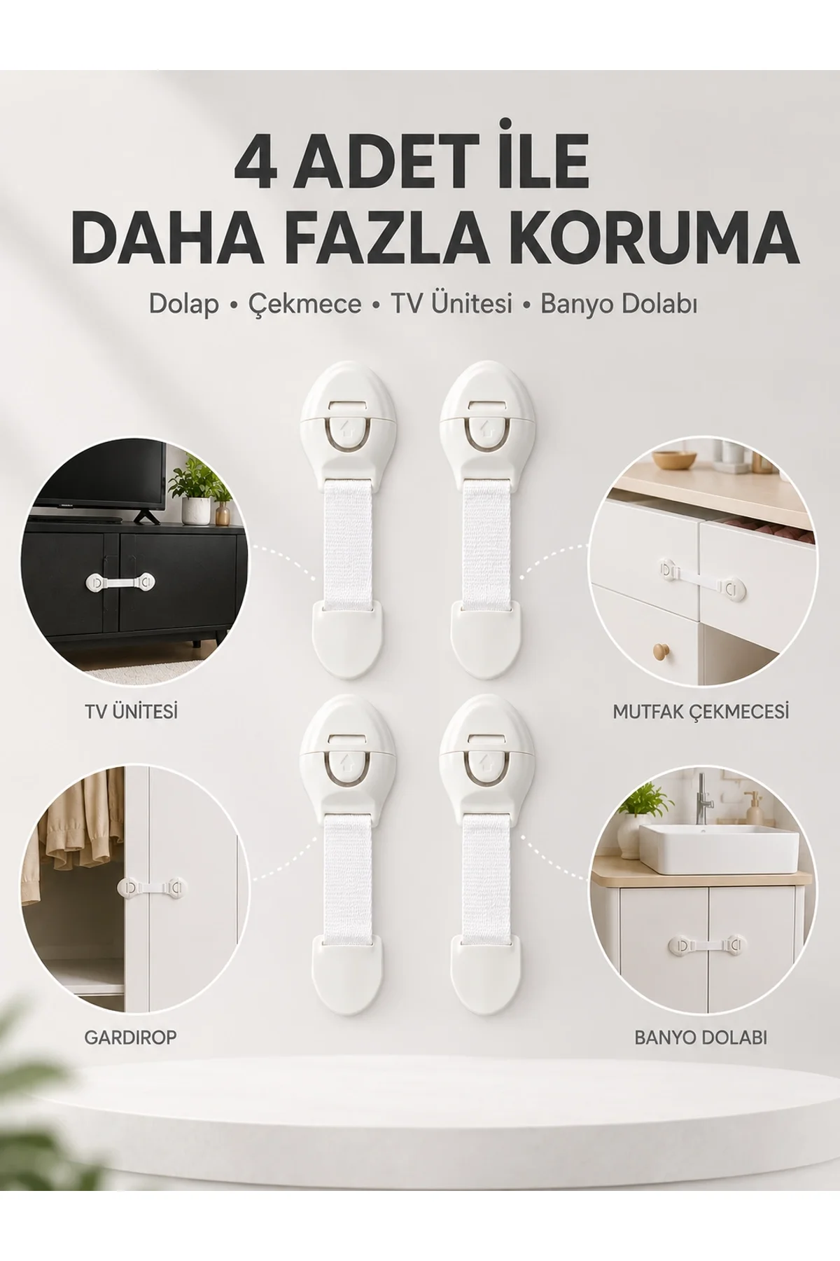4'lü Çocuk Güvenlik Dolap Ve Çekmece Kilidi
