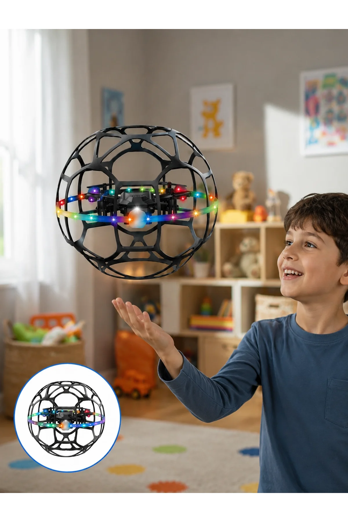 El Hareketi Kontrollü Futbol Topu Tasarımlı Drone Led Işıklı - Just Cheap Store Görsel 4