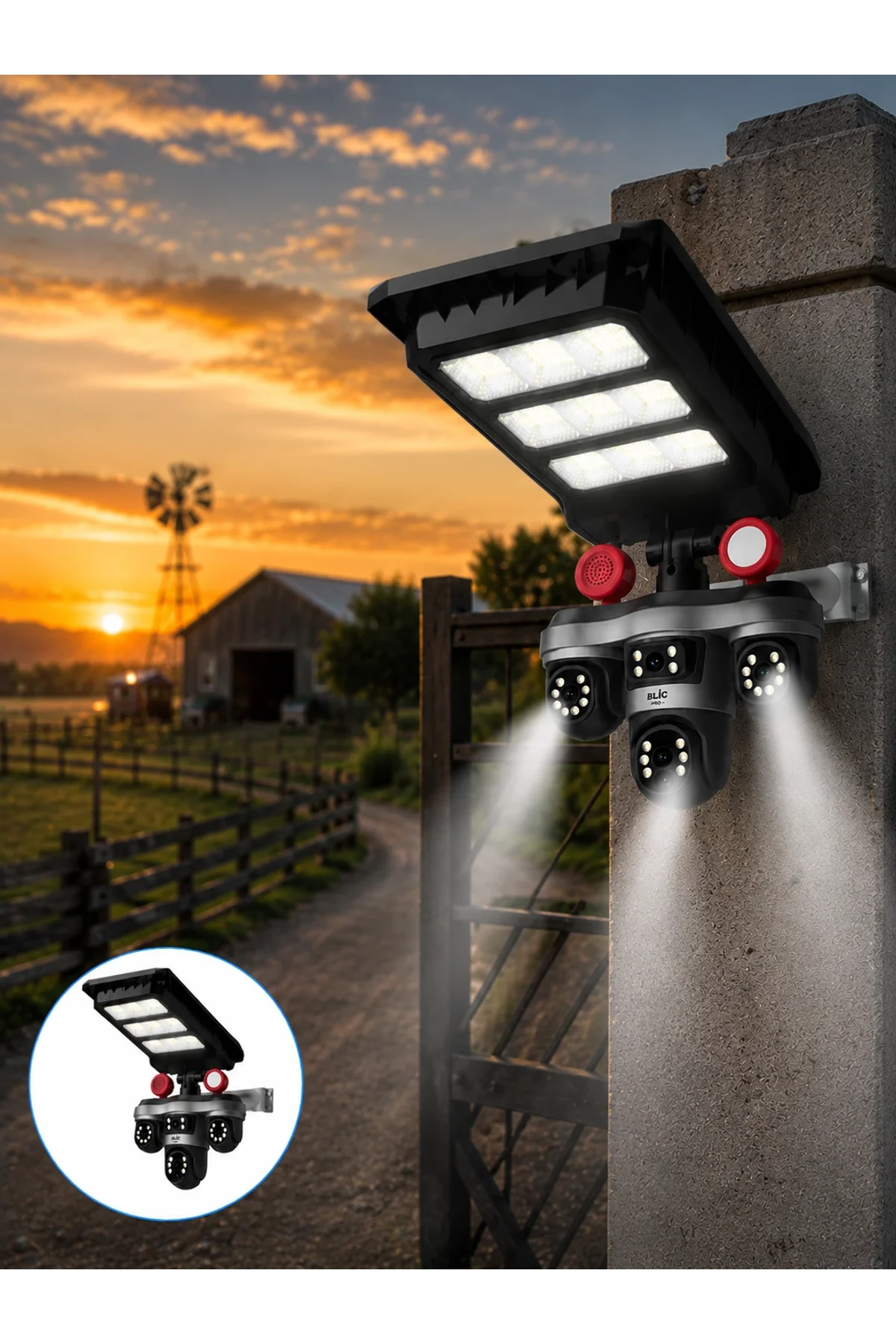 Solar Panelli Akıllı Güvenlik Kamerası Led Projektörlü - Just Cheap Store Görsel 2