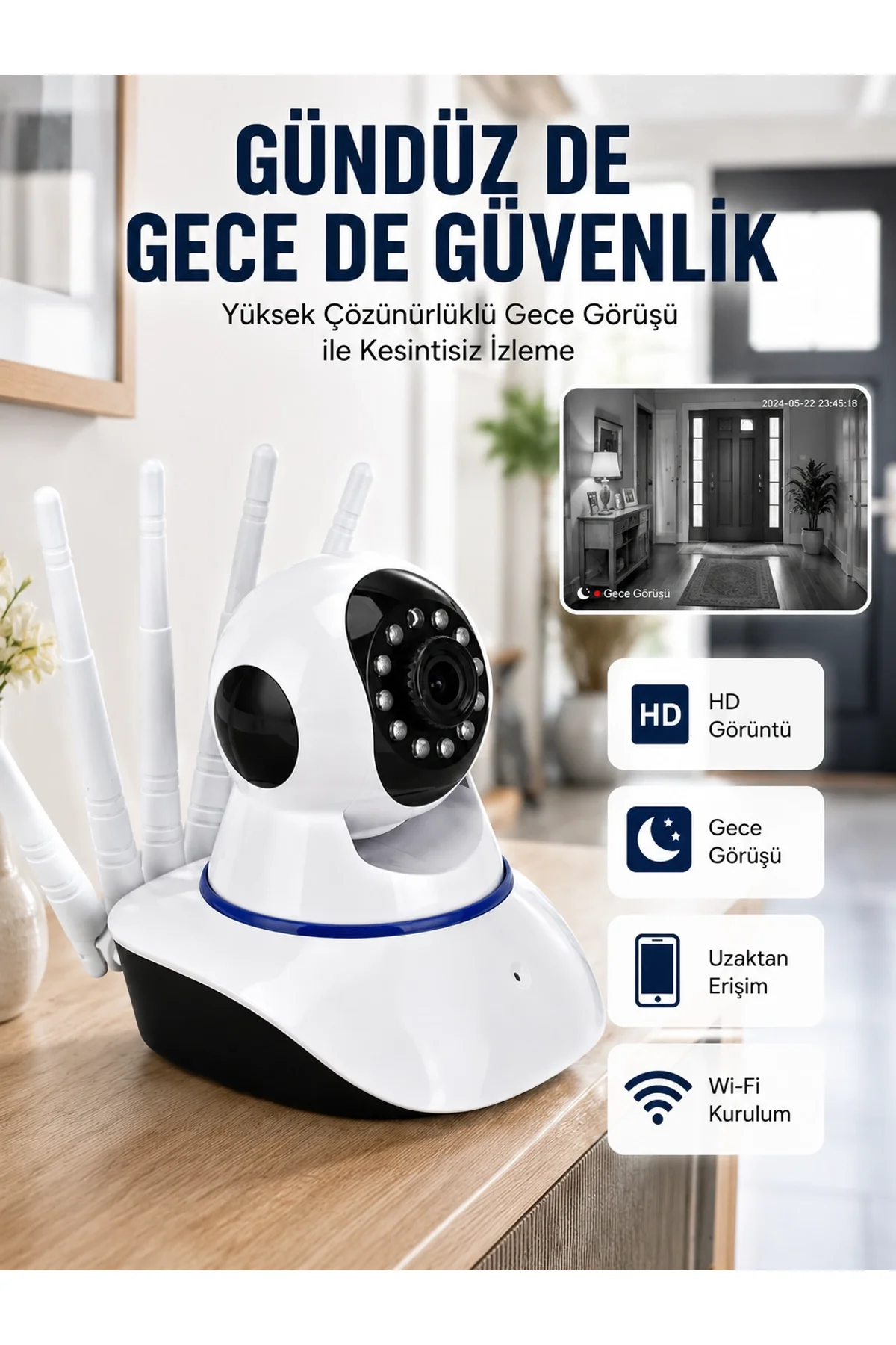 Güvenlik Kamerası Antenli Gece Görüşlü Sensörlü Harekete Duyarlı Yeni Nesil