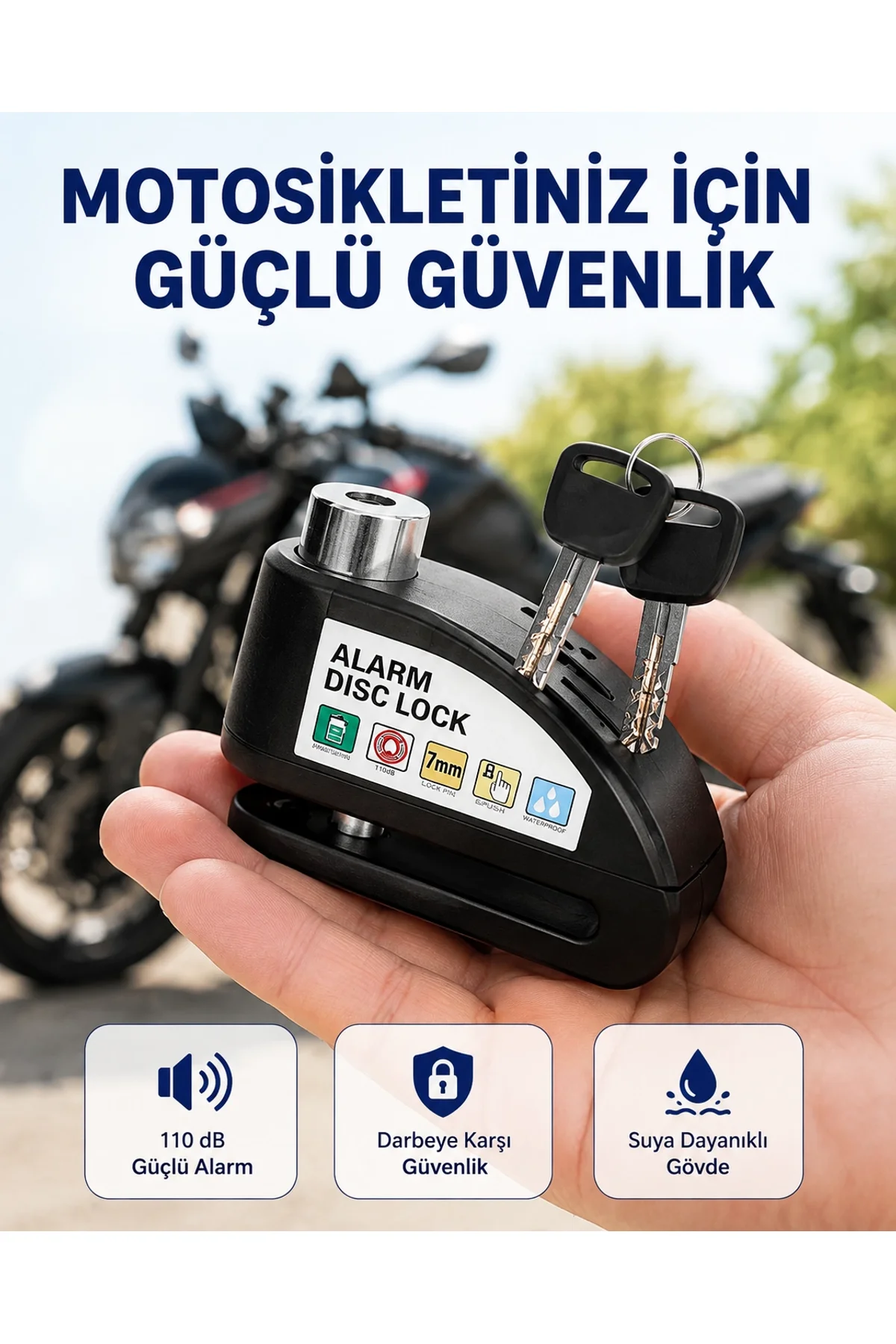 Taşınabilir Alarm Disk Kilidi Motosiklet Scooter Bisiklet Güvenlik Yeni Nesil