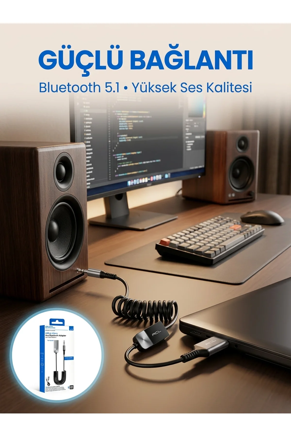 Aux Girişli Cihazlar İçin Kablosuz Bluetooth Adaptörü