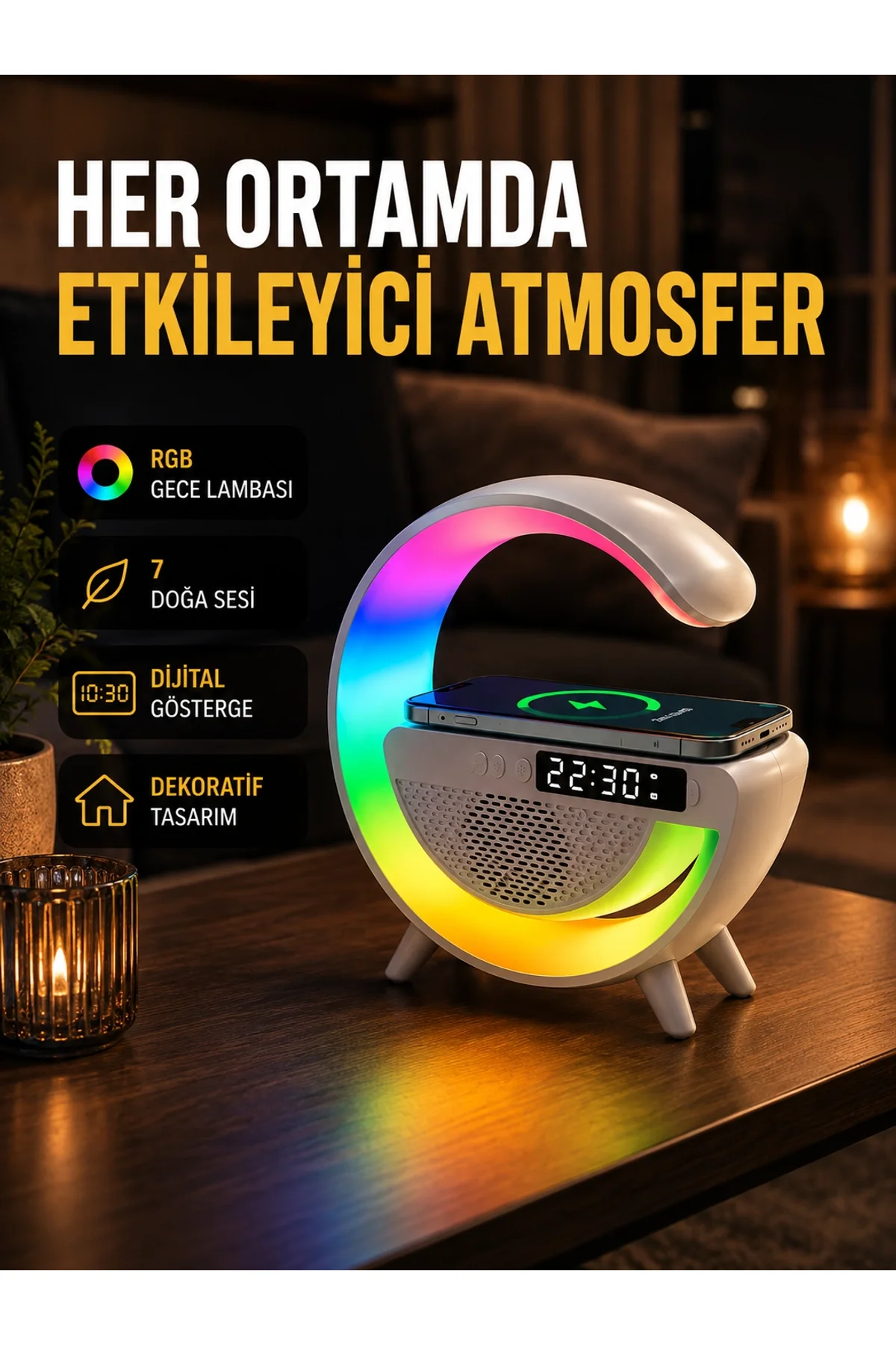 2025 Yeni Seri 15w Kablosuz Şarjlı Led Atmosfer Lambası