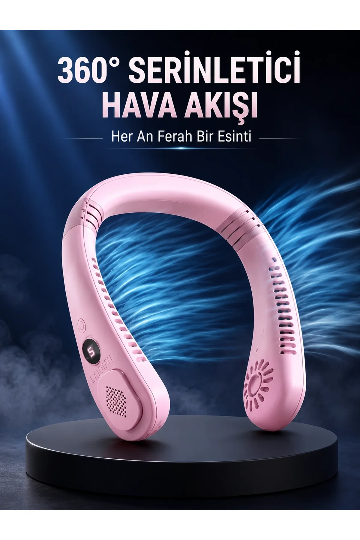 Pembe Boyun Fanı Kablosuz Taşınabilir Sessiz Çalışan Kişisel Serinletici Fan