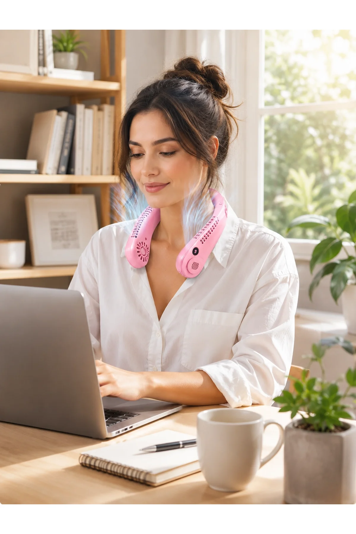 Pembe Boyun Fanı Sessiz Çalışan Usb Şarjlı Taşınabilir Kişisel Serinletici - Just Cheap Store Görsel 4