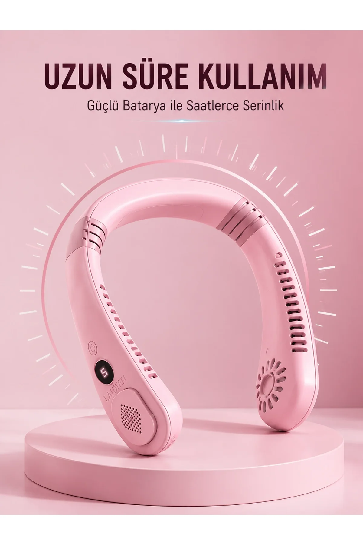 Pembe Boyun Fanı Sessiz Çalışan Usb Şarjlı Taşınabilir Kişisel Serinletici