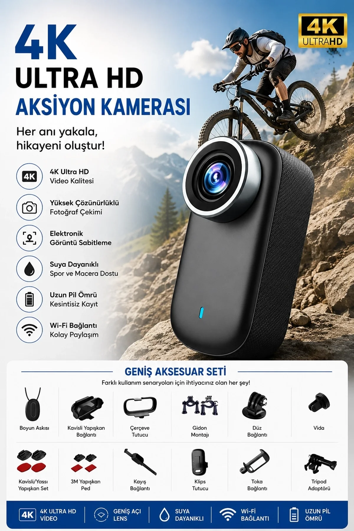 4k Ultra Hd Mini Wıfı Aksiyon Kamerası Taşınabilir Vücut Kamerası 1.47’hd Ekranlı Giyilebilir Video
