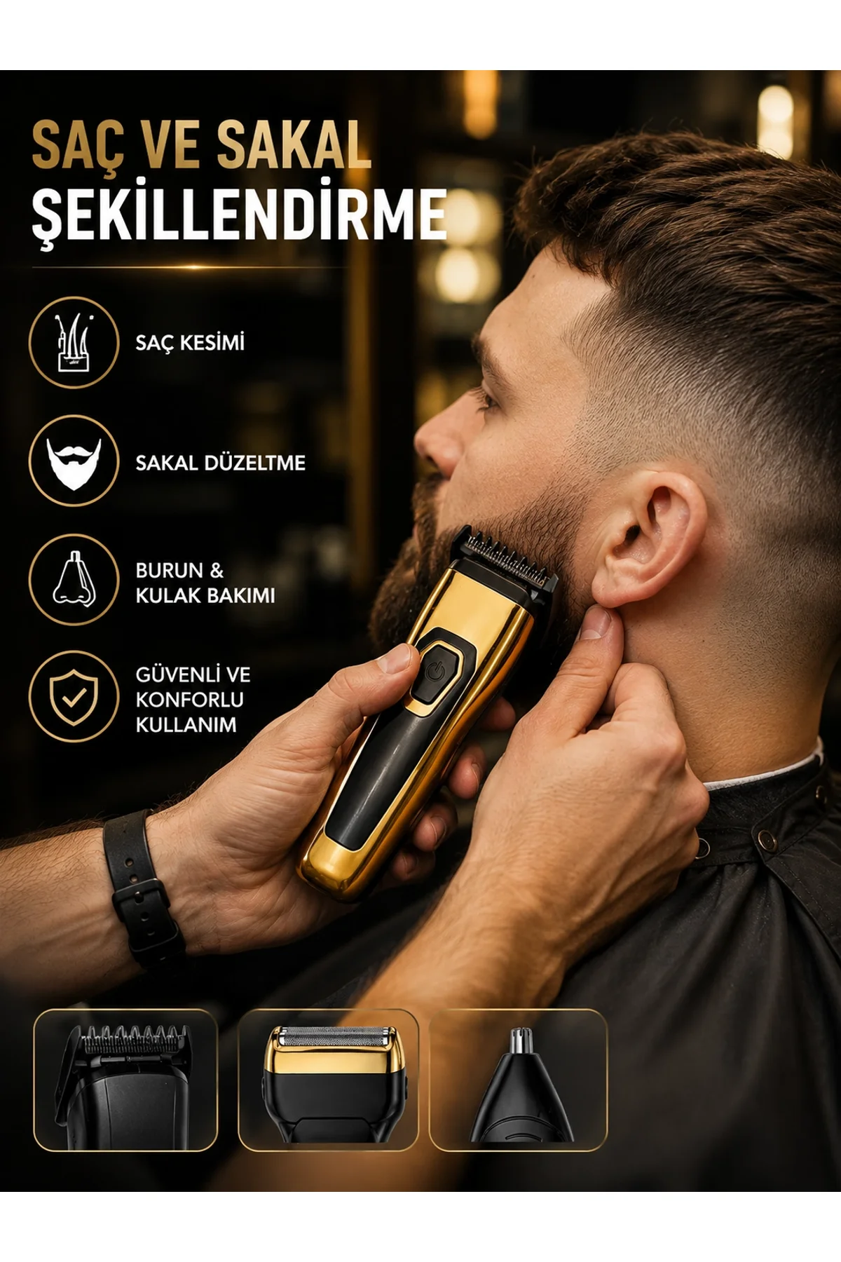 3'ü 1 Arada Şarjlı Kişisel Bakım Ve Tıraş Makinesi