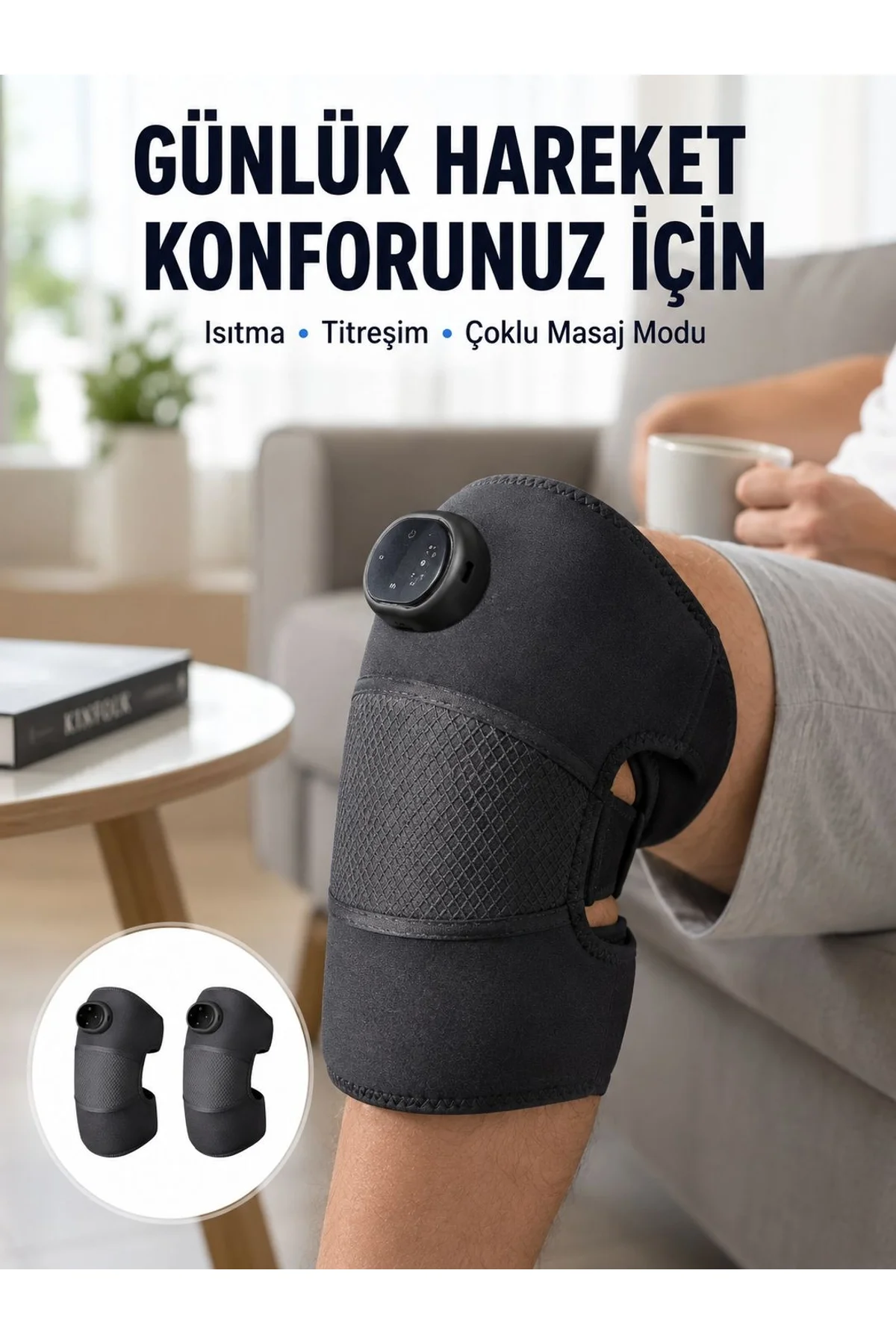 3 Seviyeli Titreşimli Isıtmalı Diz Bakım Masaj Cihazı Yeni Nesil