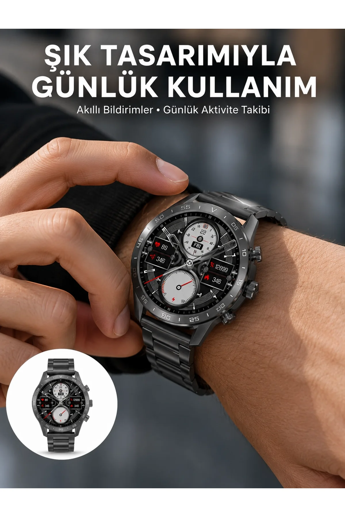 Akıllı Saat Çelik Kordon Çağrı Cevaplama Amoled Ekran Titreşimli Uyku Ve Sağlık Takibi Yeni Nesil