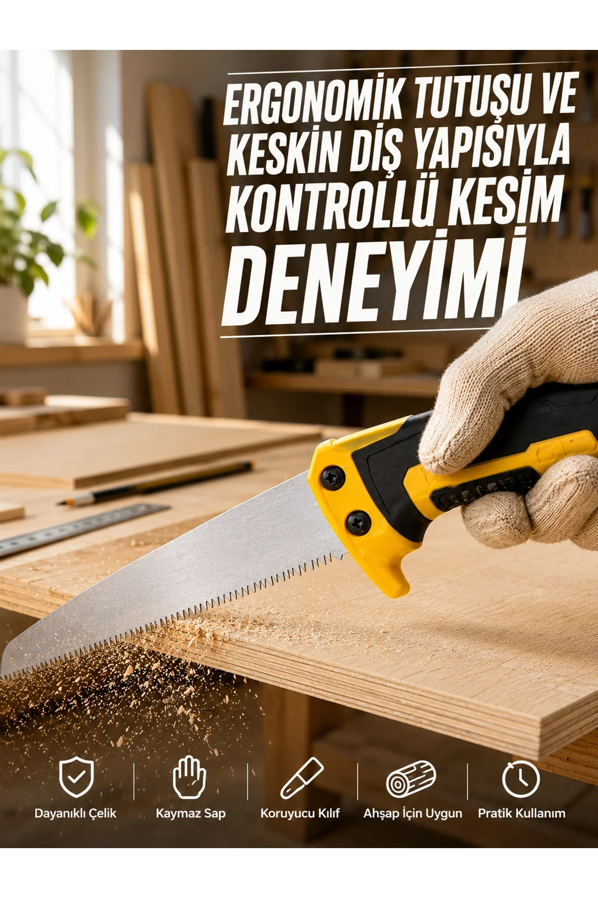 Düz Bıçaklı Budama Testeresi Kılıflı Güvenli Tasarım
