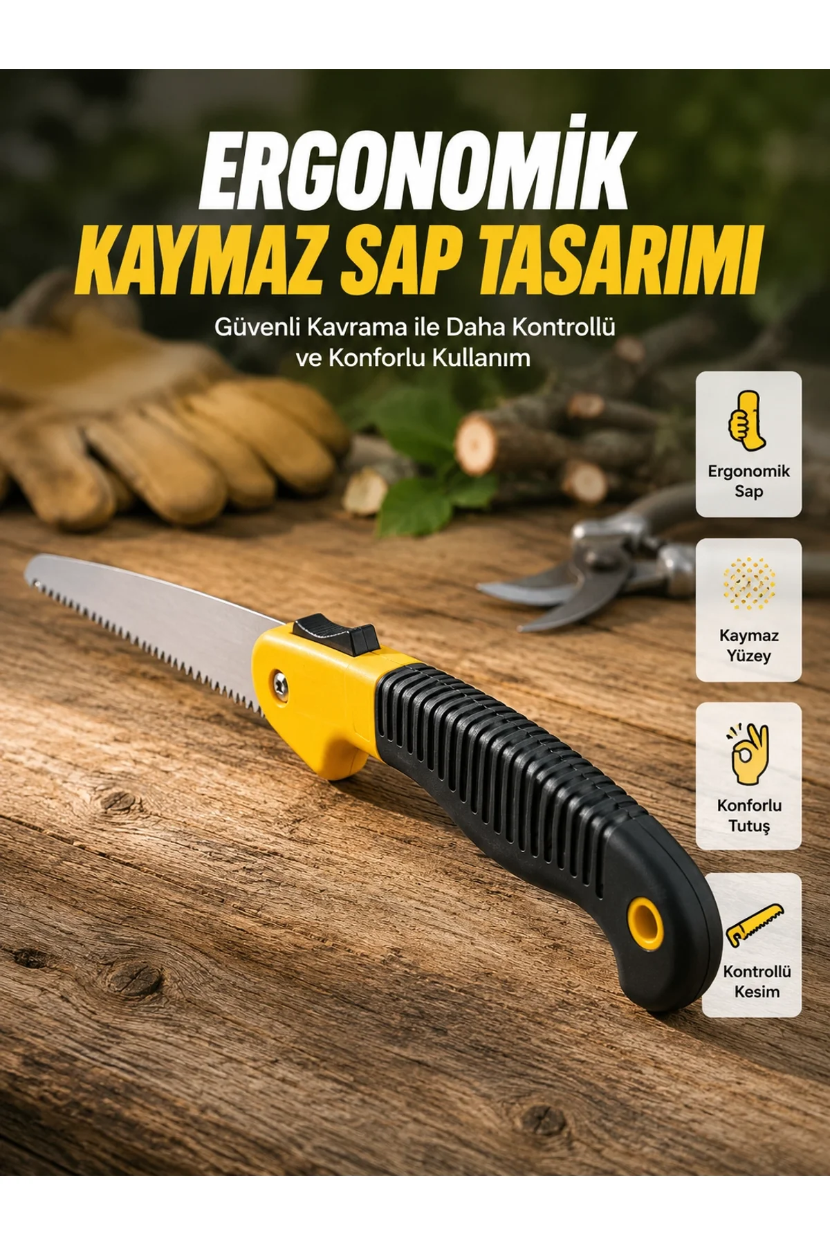 Bahçe Ve Odun Kesimi İçin Katlanır El Testeresi
