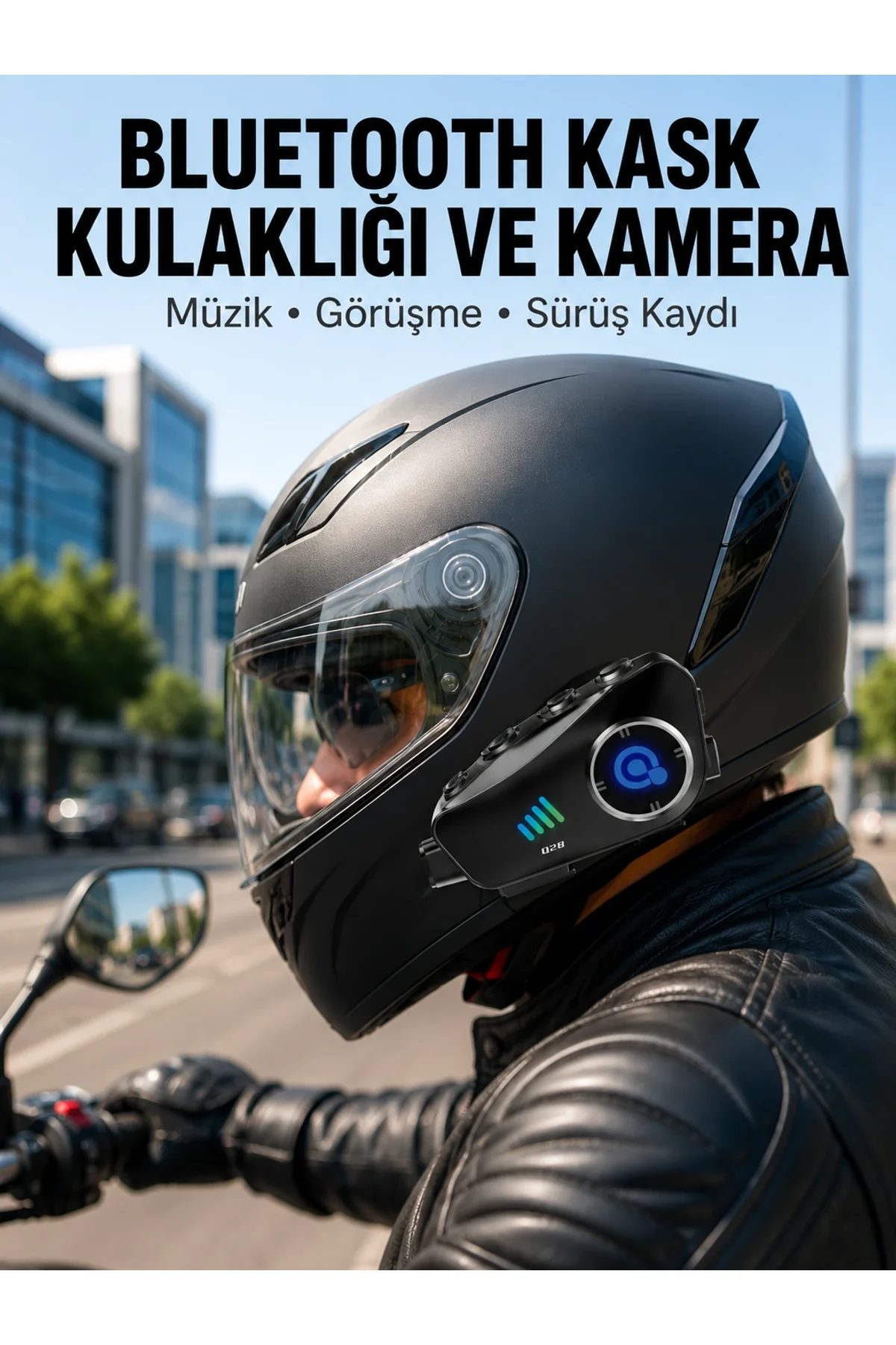 Q28 Kameralı Motosiklet Kask Kulaklık Bluetooth 5.3 Su Geçirmez 1080p Hd Yeni Nesil