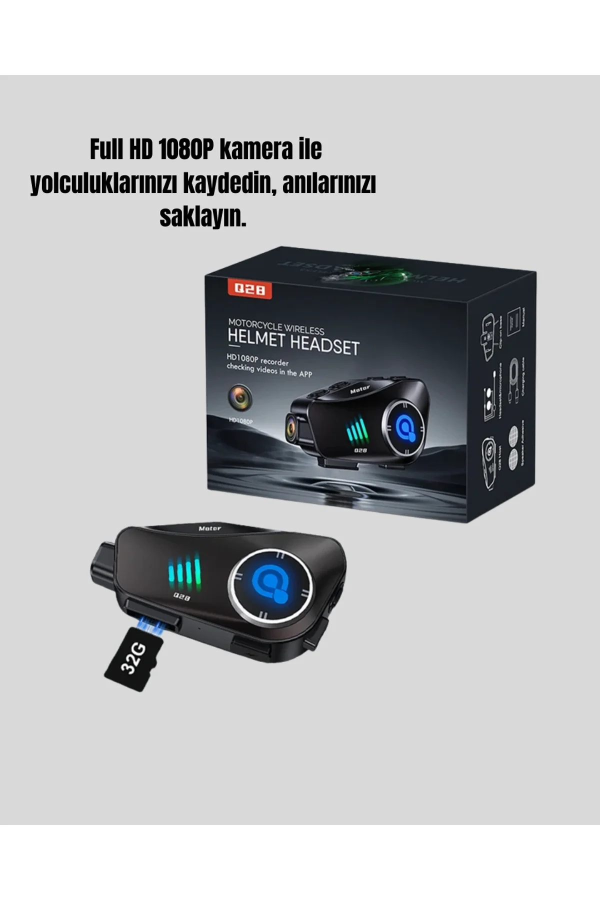 Q28 Kameralı Motosiklet Kask Kulaklık Bluetooth 5.3 Su Geçirmez 1080p Hd Yeni Nesil - Just Cheap Store Görsel 3