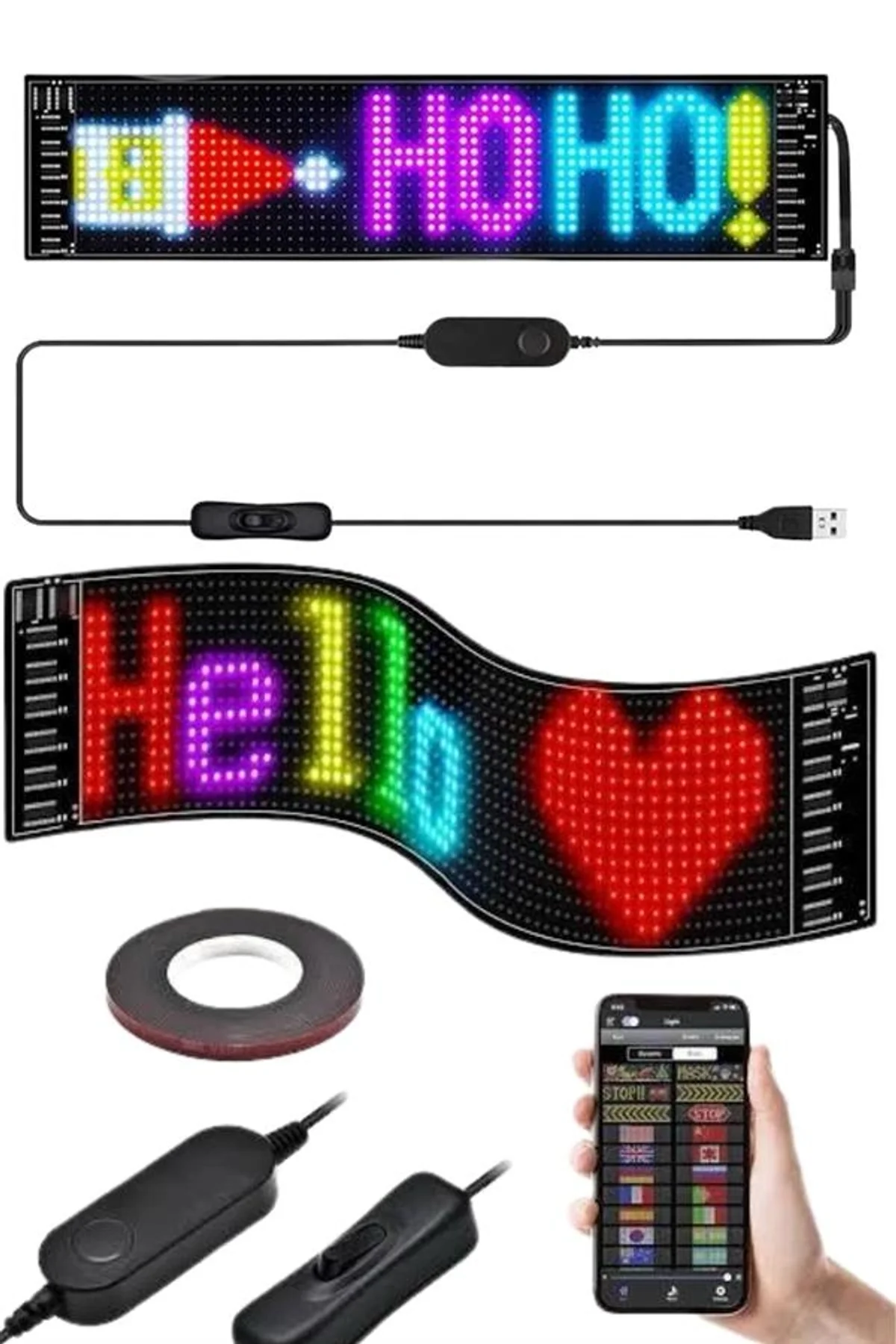 Matrix Led Cama Yapışan Telefon Kontrollü Panel Dijital Ekran Kumandalı - Just Cheap Store Görsel 3