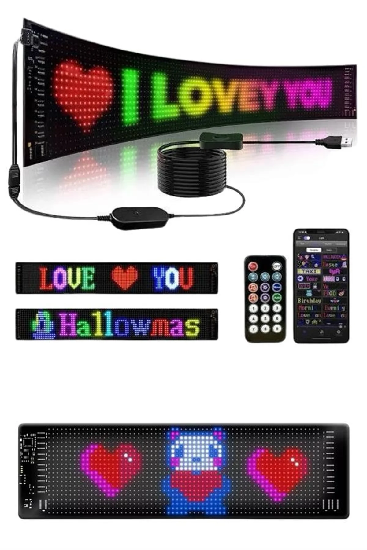 Matrix Led Cama Yapışan Telefon Kontrollü Panel Dijital Ekran Kumandalı - Just Cheap Store Görsel 4