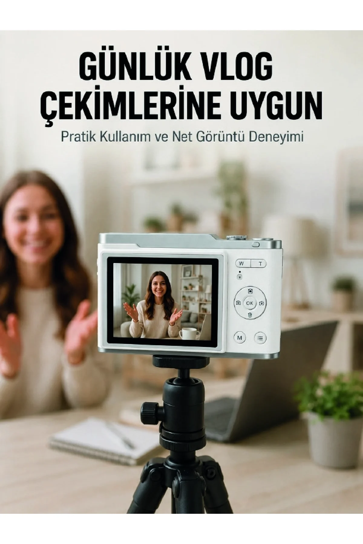 Beyaz 4k Dijital Kamera 2.4 İnç Hd Ekran Ve Led Flaşlı