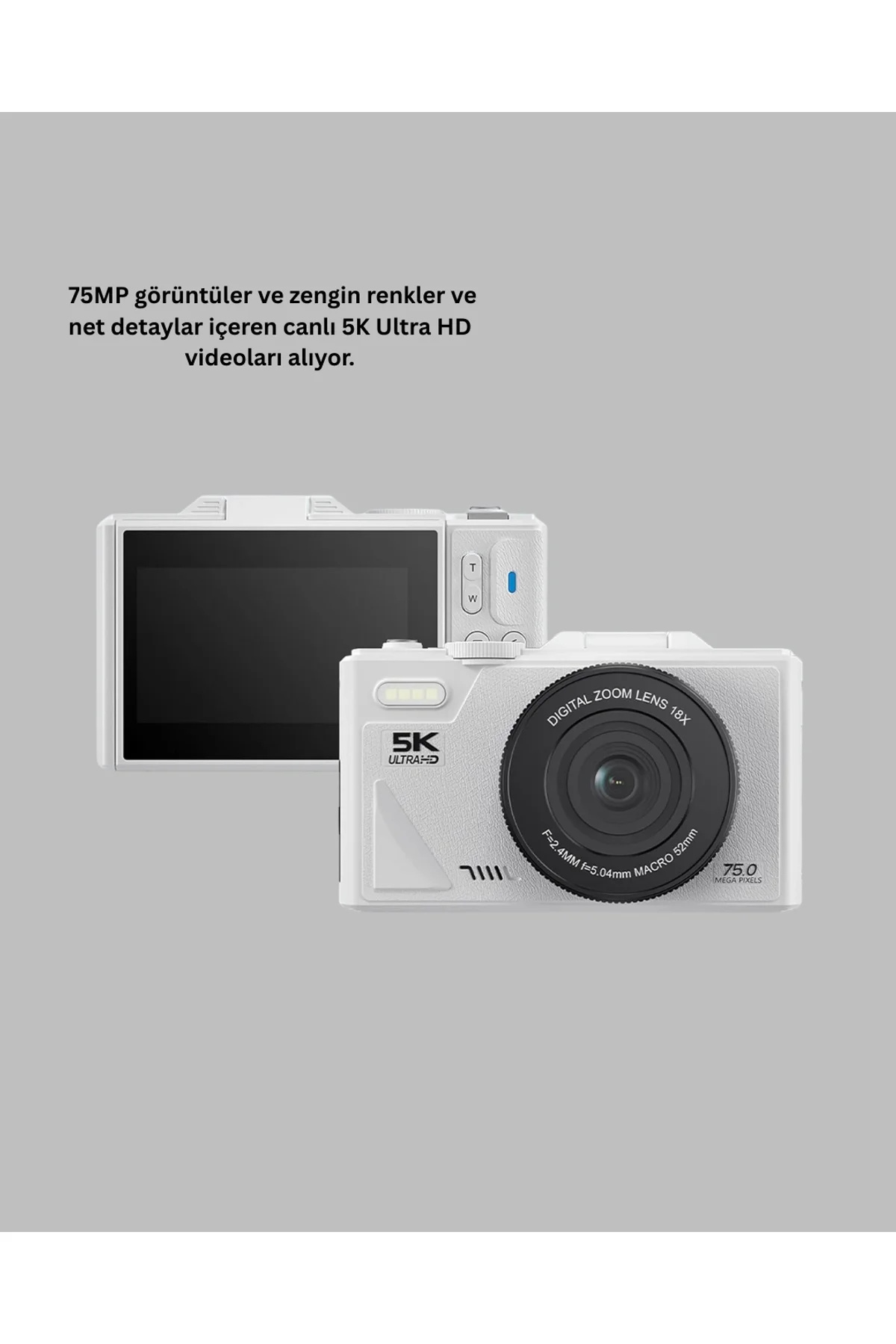 Kompakt Dijital Fotoğraf Makinesi Beyaz 18x Dijital Zoom Destekli - Just Cheap Store Görsel 4
