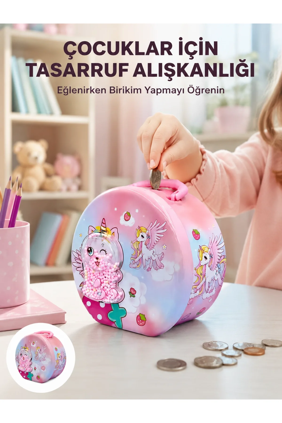 Mini Çocuk Para Kasası Güvenli Kilitli Birikim Kutusu