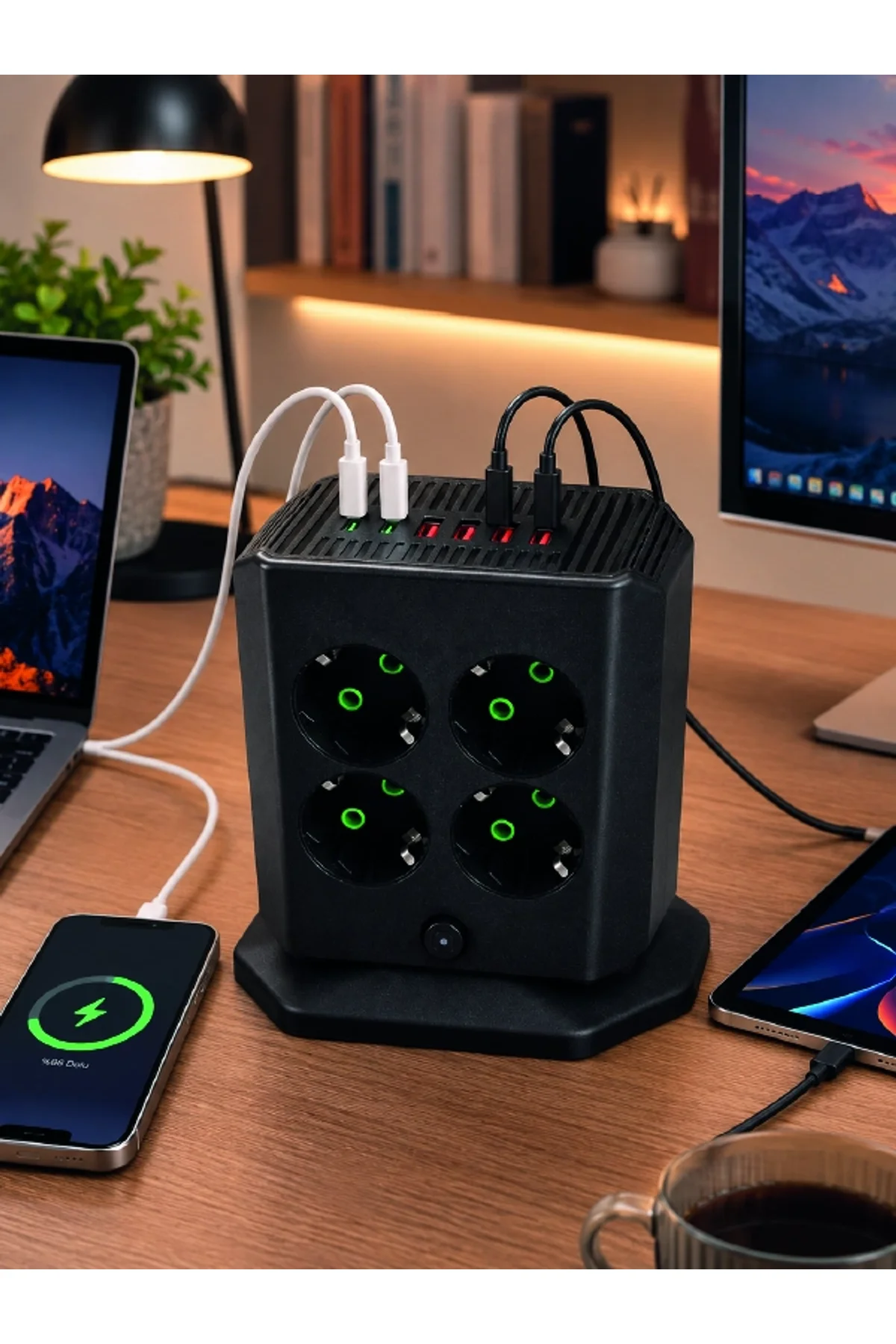 Çoklu Priz 8 Çıkışlı 4 Usb 2 Type-c Anahtarlı Dikey Priz Kulesi - Just Cheap Store Görsel 5