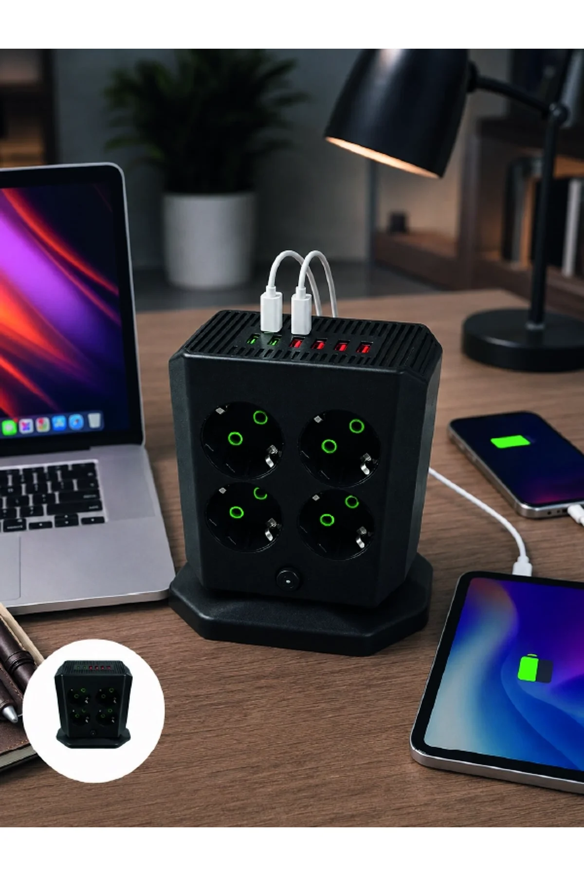 Çoklu Priz 8 Çıkışlı 4 Usb 2 Type-c Anahtarlı Dikey Priz Kulesi - Just Cheap Store Görsel 2
