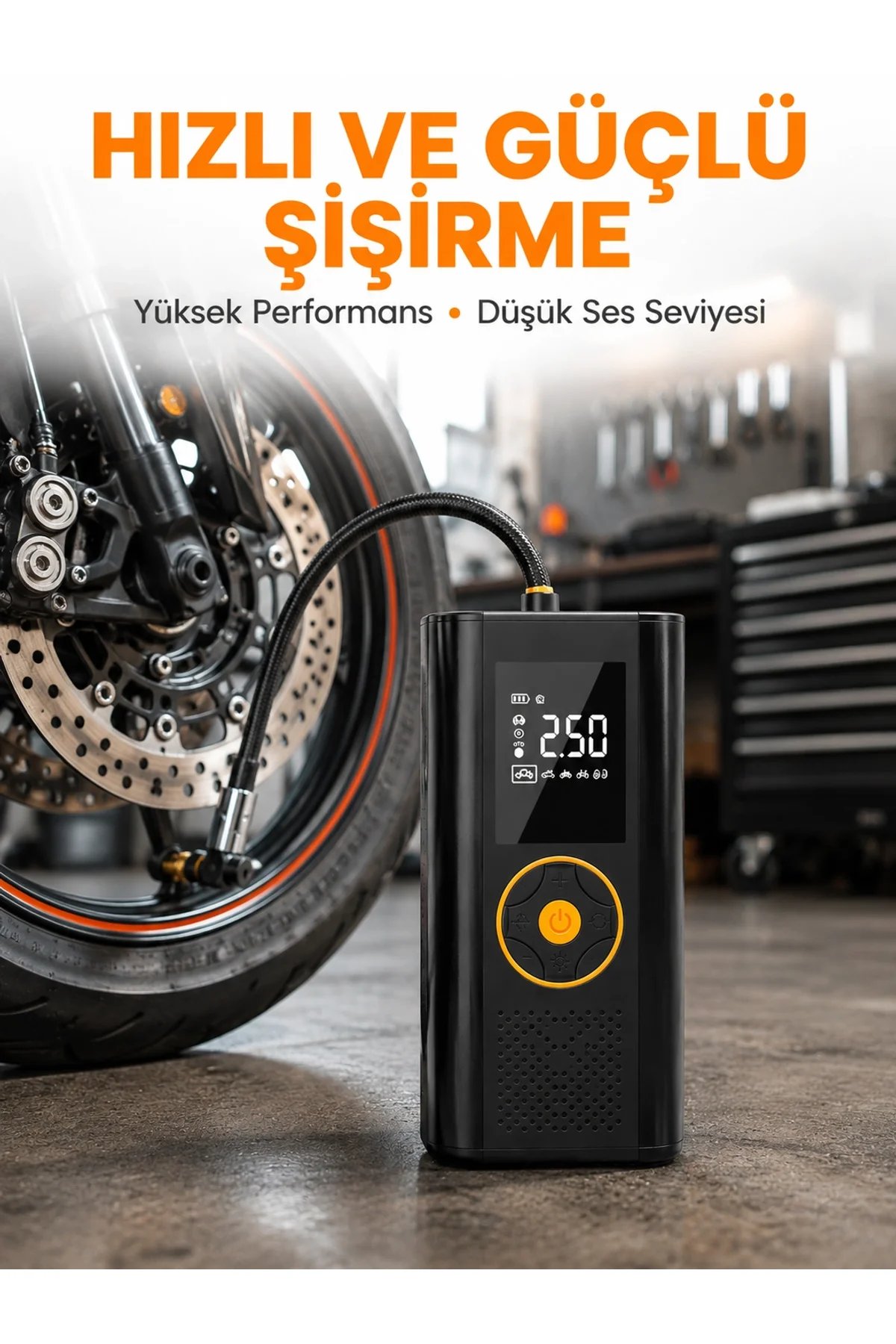 Taşınabilir Dijital Lastik Şişirme Cihazı Güvenli Ve Pratik Kullanım Yeni Nesil