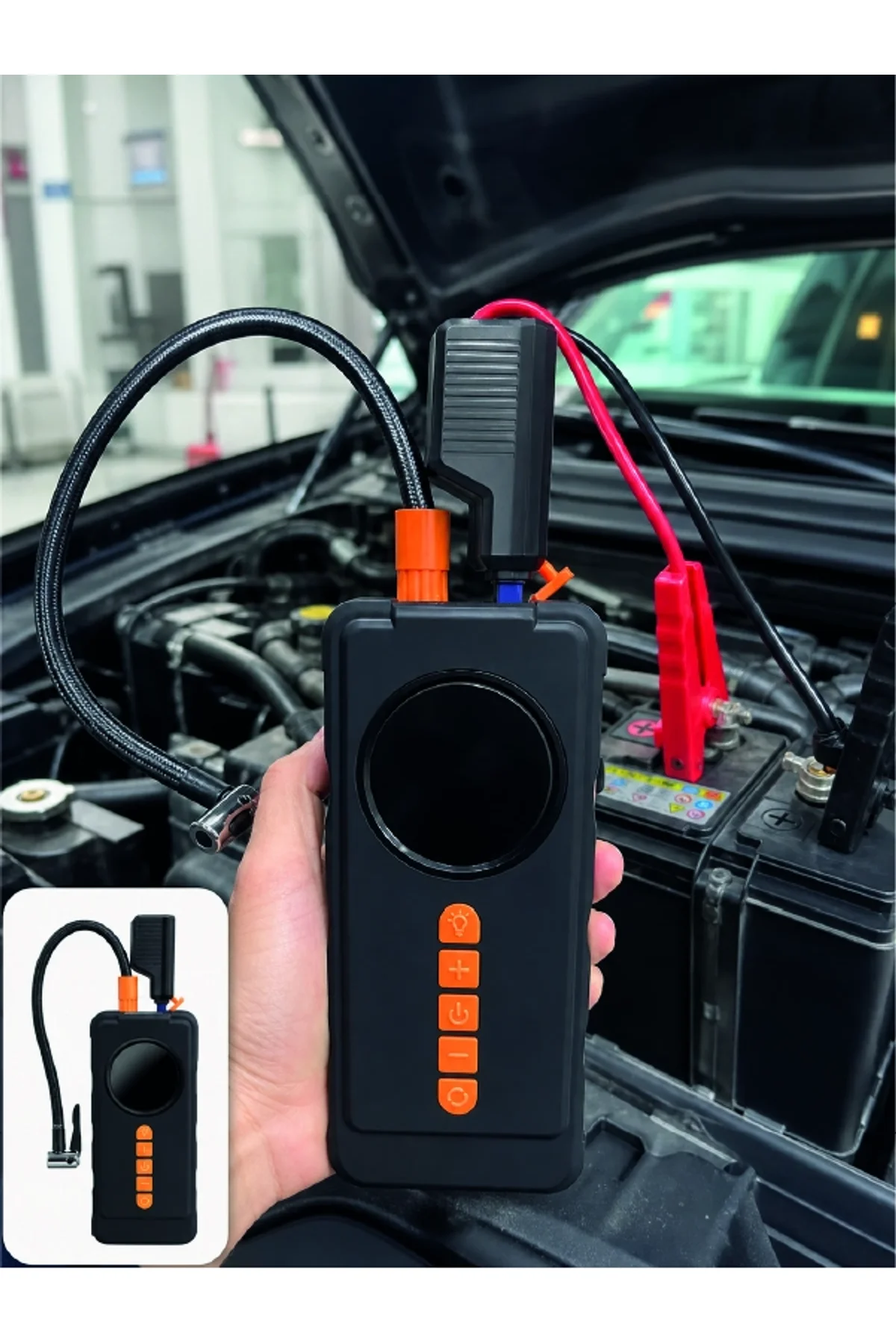 Dijital Lastik Şişirme Kompresörü Akü Takviye Powerbank Led Aydınlatmalı Acil Durum Cihazı - Just Cheap Store Görsel 4