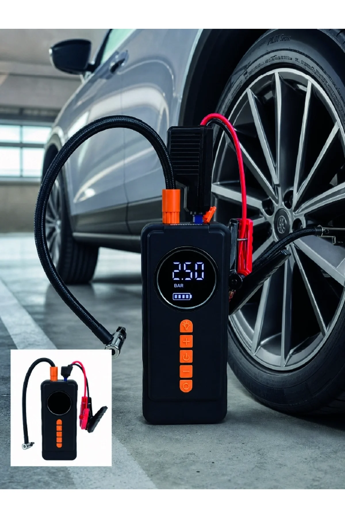4'ü 1 Arada Akü Takviye Cihazı Dijital Lastik Şişirme Kompresörü 10000mah Powerbank Ve Led Fener - Just Cheap Store Görsel 5