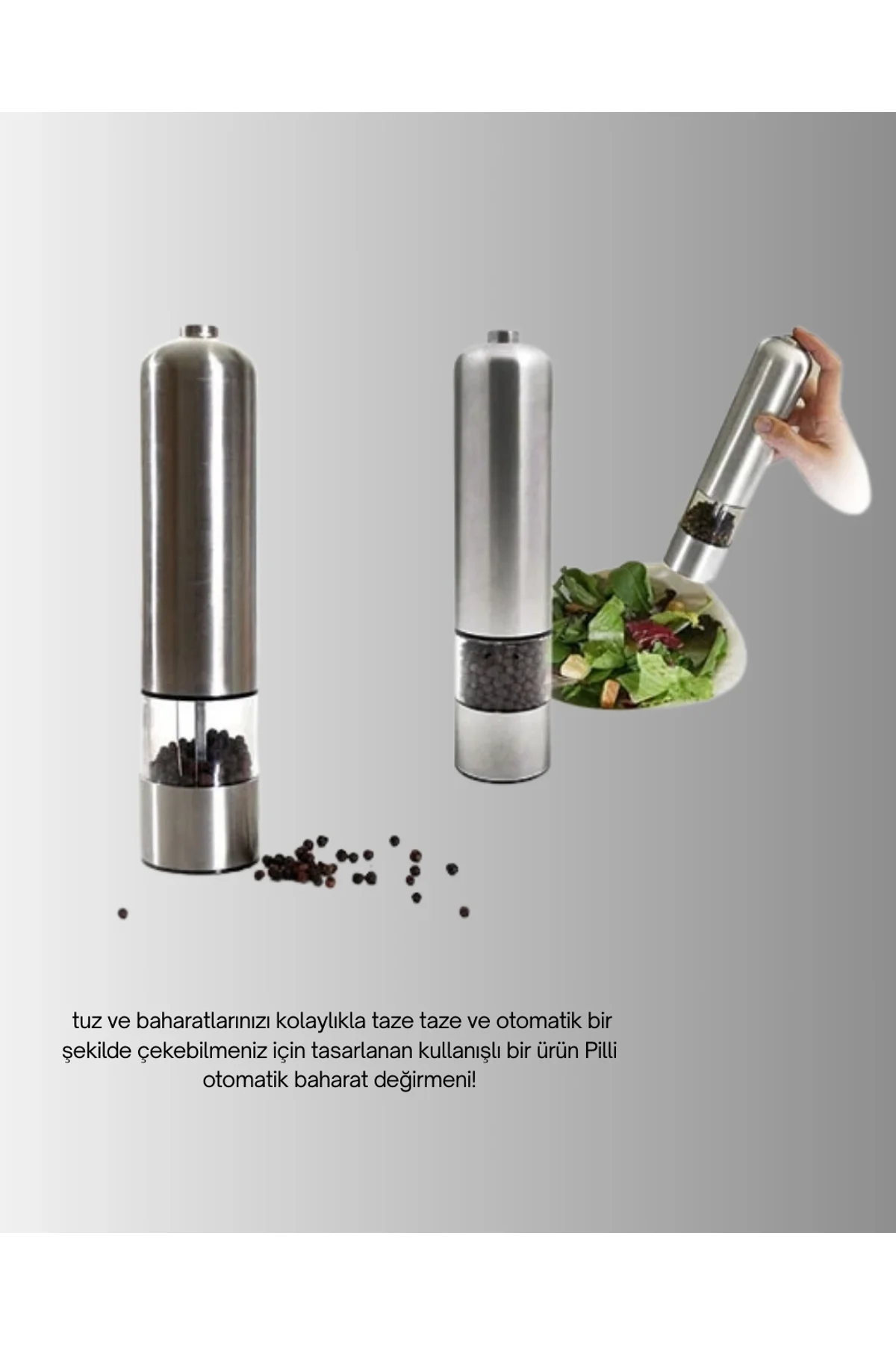Tek Elle Kullanılan Otomatik Baharat Değirmeni Işıklı Sistem Yeni Nesil - Just Cheap Store Görsel 4