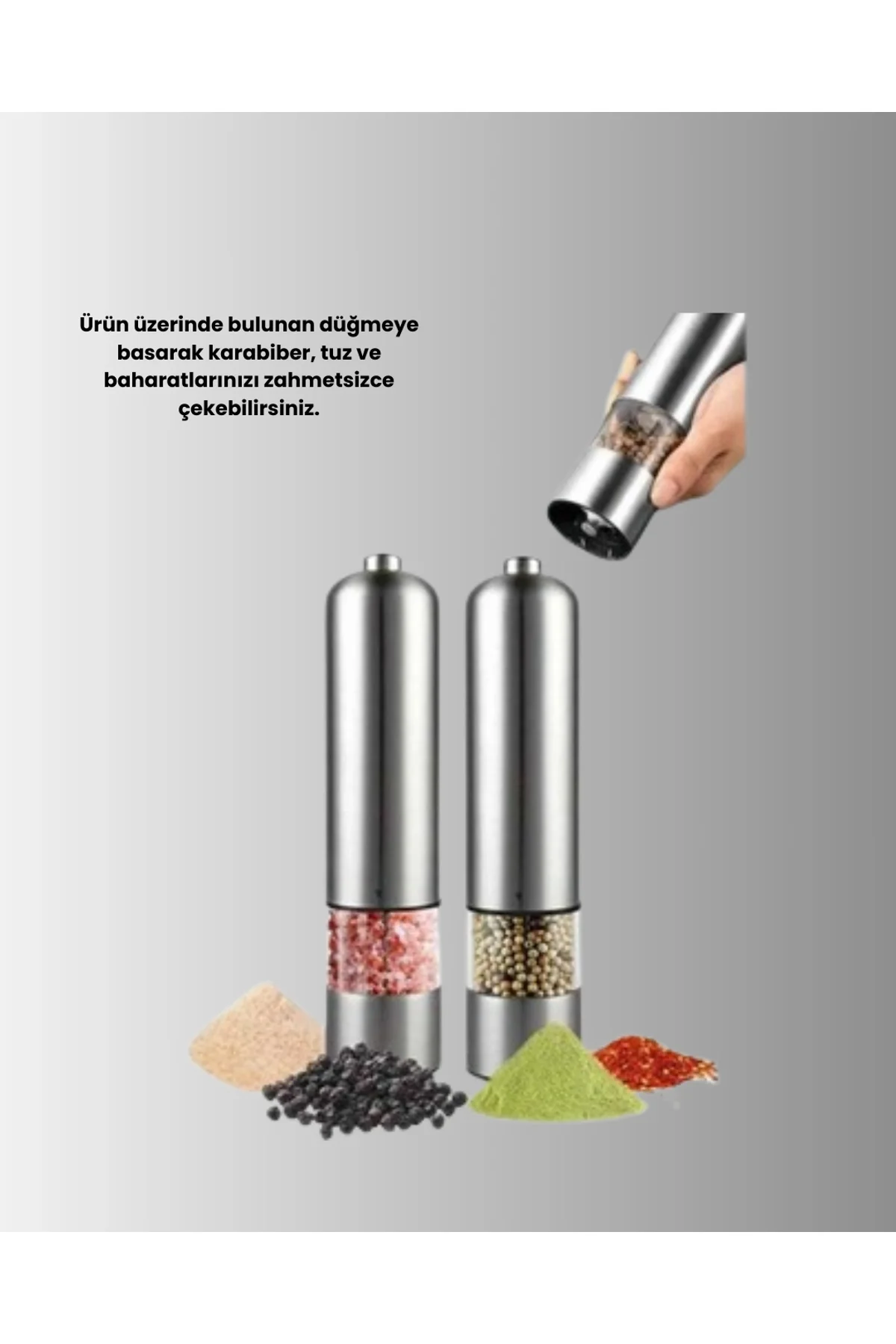 Işıklı Pilli Baharat Değirmeni Taze Ve Pratik Öğütme Yeni Nesil - Just Cheap Store Görsel 3