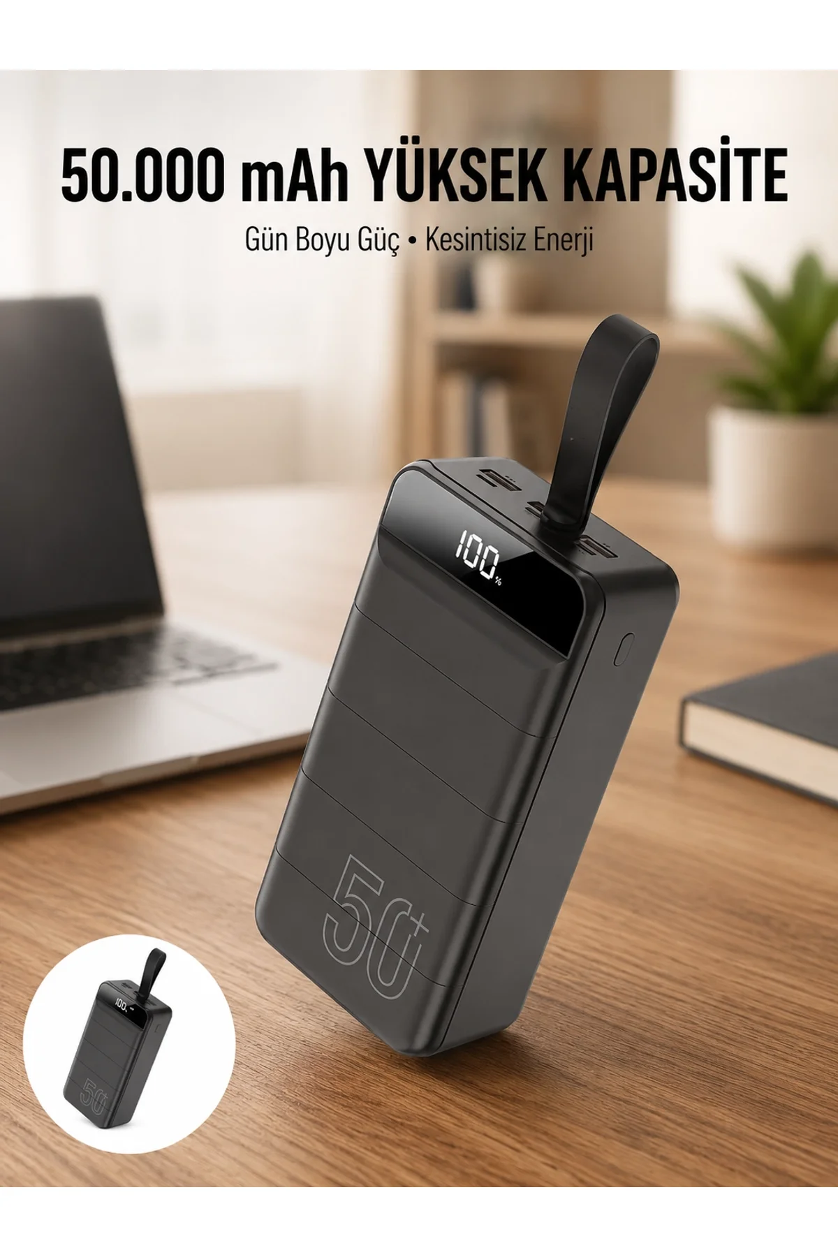 Hızlı Taşınabilir 50.000 Mah Powerbank Led Ekran Android Ve İos Uyumlu Yeni Nesil