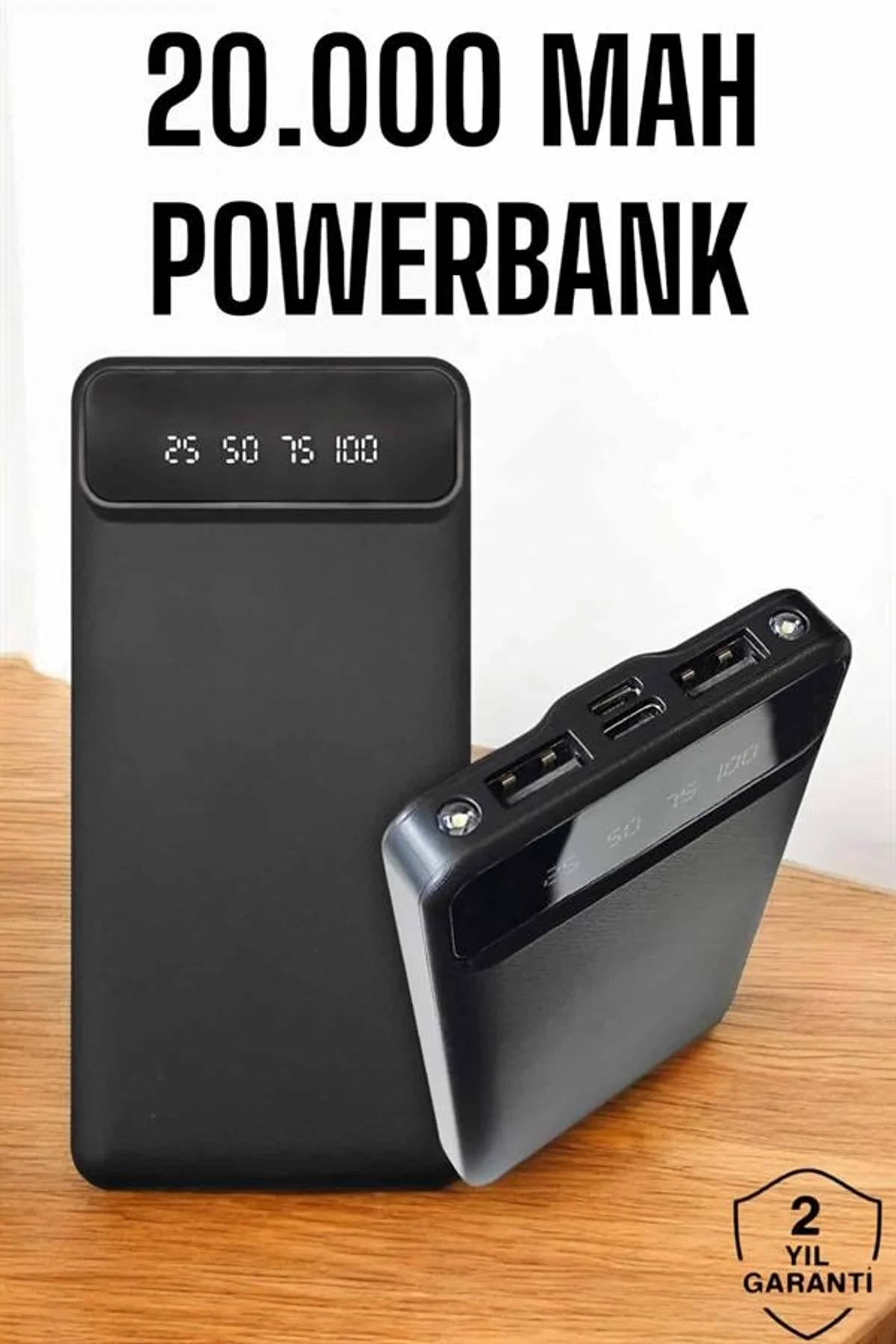 20.000 Mah Led Işıklı Lcd Ekran Usb Girişli Type-c Lightning Powerbank Yeni Nesil - Just Cheap Store Görsel 2