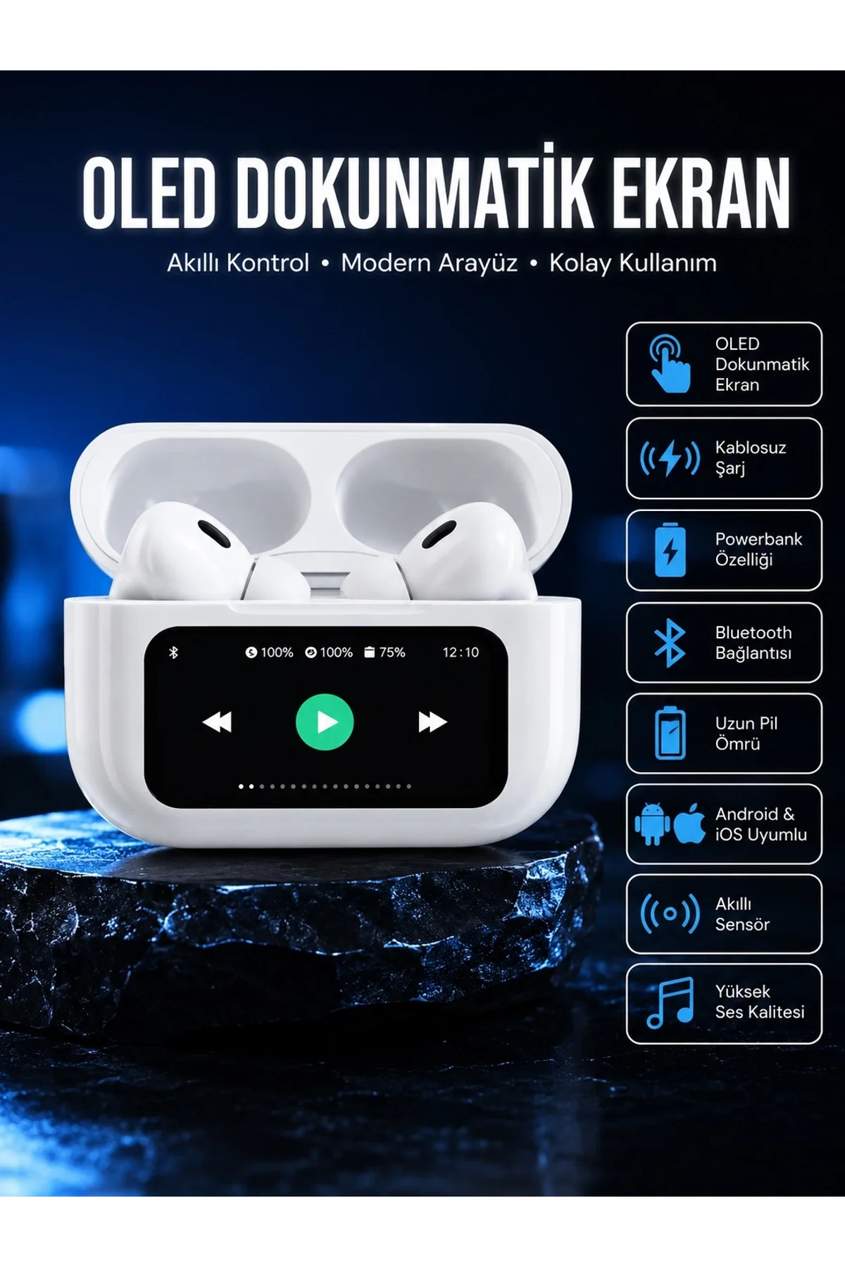2025 Model Bluetooth Kulaklık Dokunmatik Ekran Yüksek Ses Kalitesi Yeni Nesil