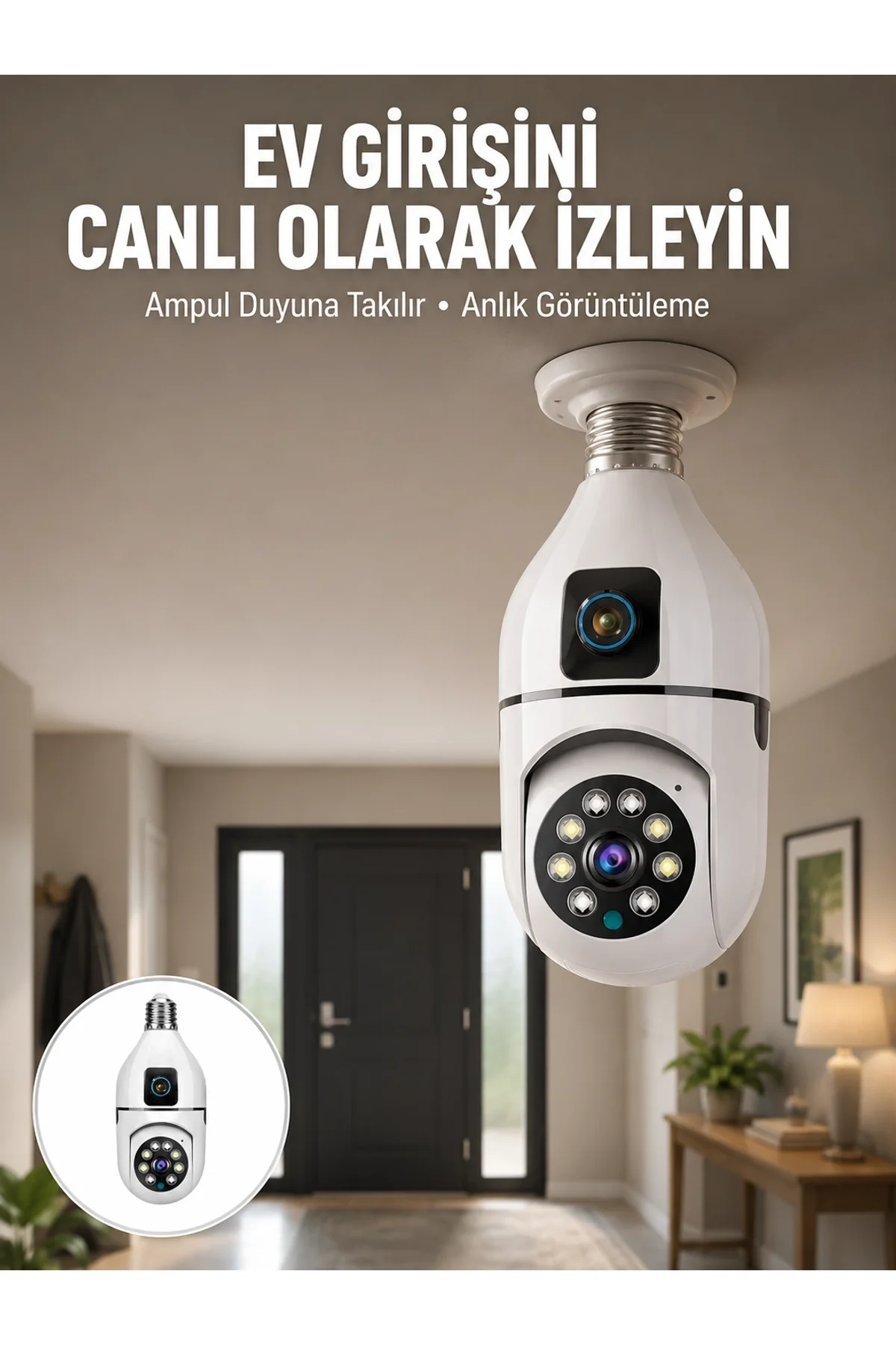1080p Wifi Ampul Güvenlik Kamerası – Gece Görüş &amp; Uzaktan Erişim Yeni Nesil