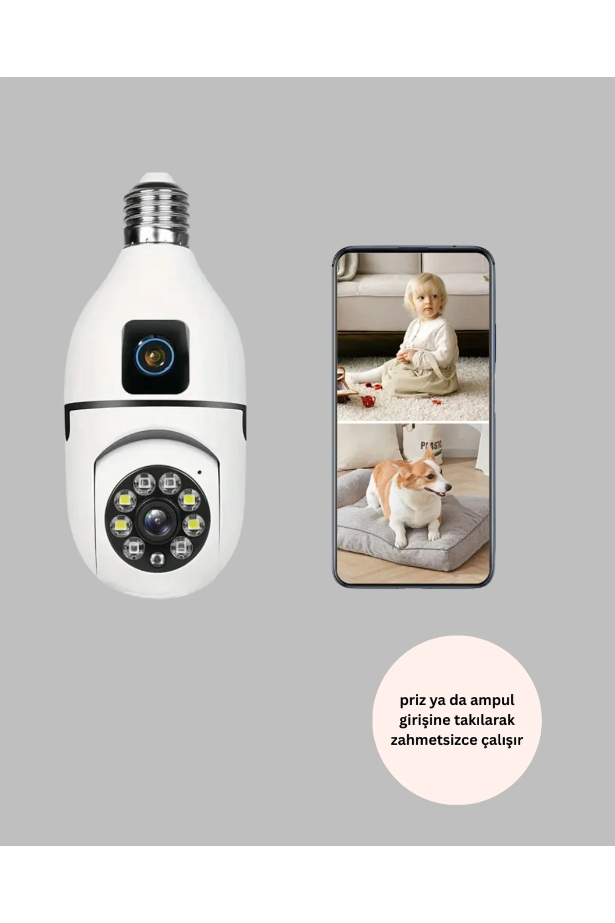 1080p Wifi Ampul Güvenlik Kamerası – Gece Görüş &amp; Uzaktan Erişim Yeni Nesil - Just Cheap Store Görsel 3